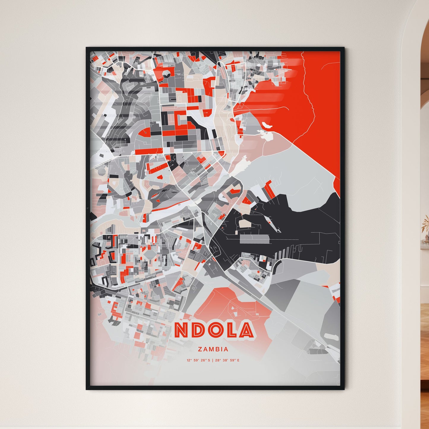 Colorful NDOLA ZAMBIA Fine Art Map Modern