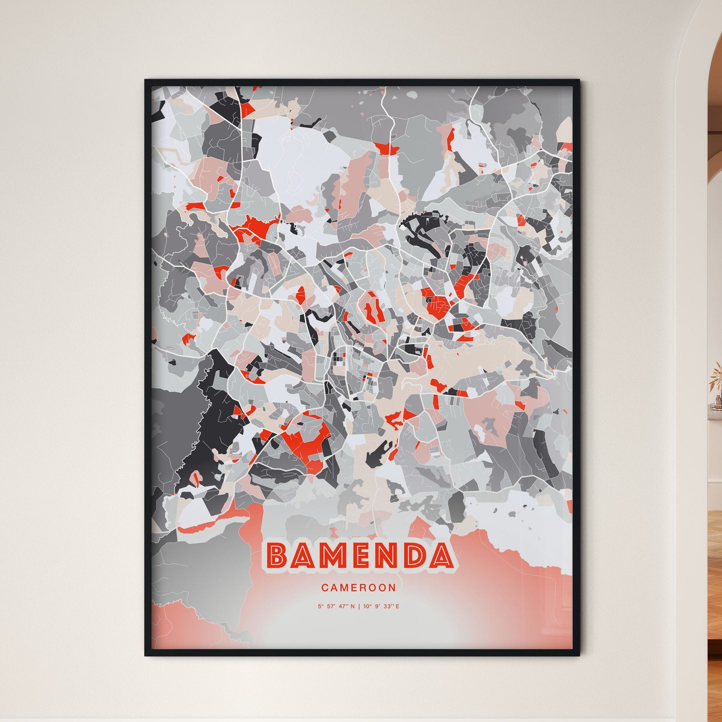 Colorful BAMENDA CAMEROON Fine Art Map Modern