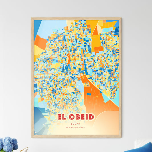 Colorful EL OBEID SUDAN Fine Art Map Blue Orange