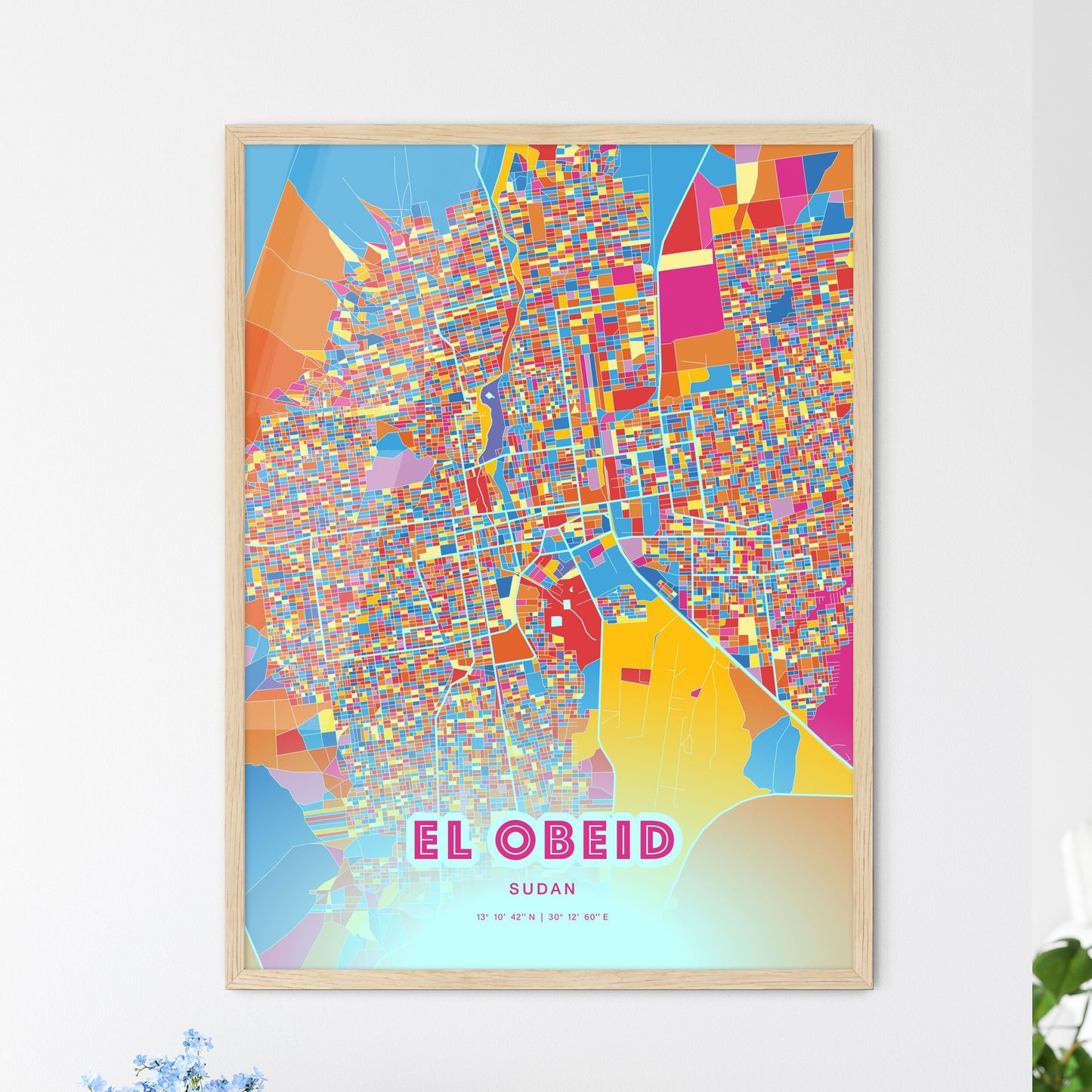 Colorful EL OBEID SUDAN Fine Art Map Crazy Colors