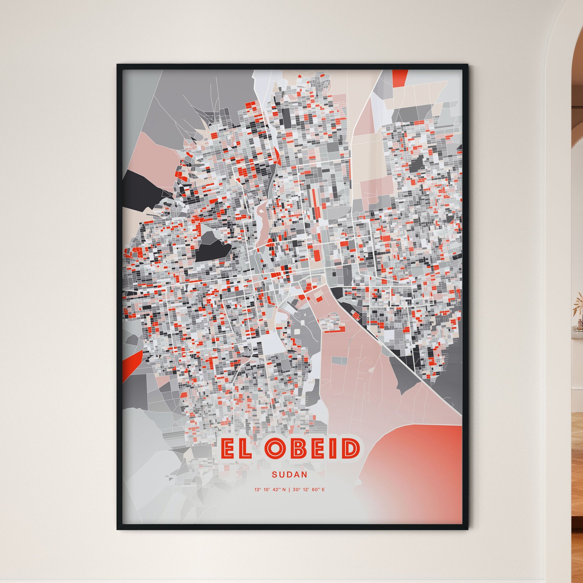 Colorful EL OBEID SUDAN Fine Art Map Modern