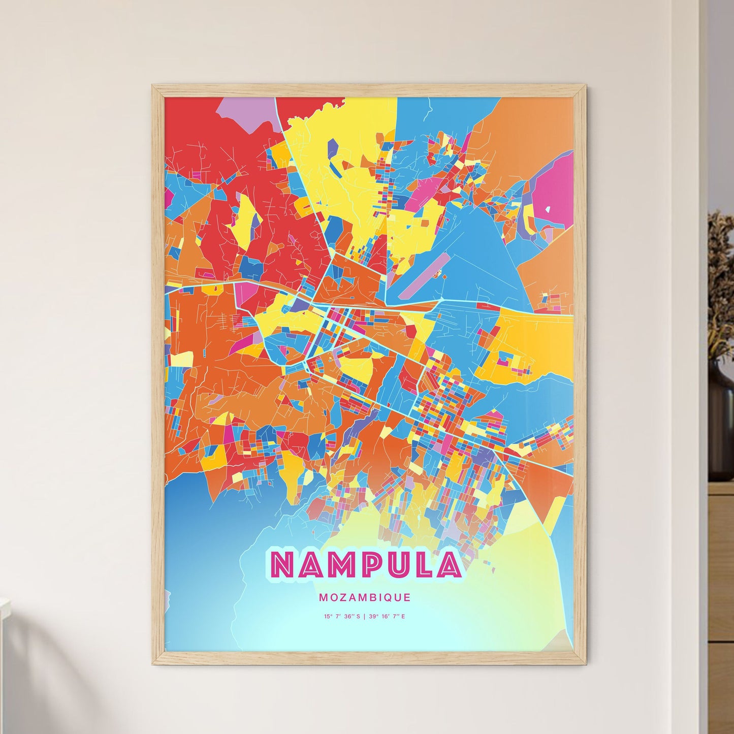 Colorful NAMPULA MOZAMBIQUE Fine Art Map Crazy Colors