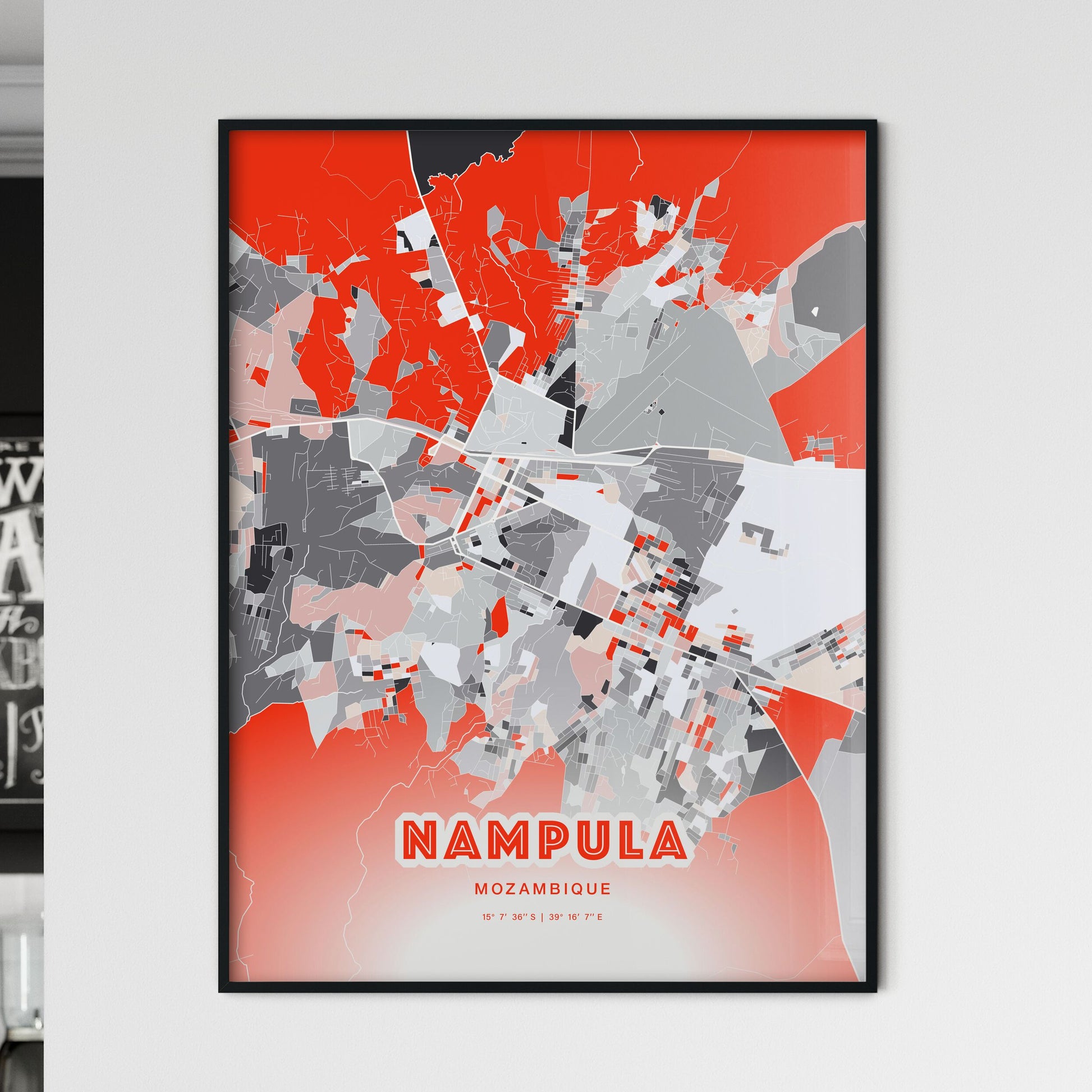 Colorful NAMPULA MOZAMBIQUE Fine Art Map Modern