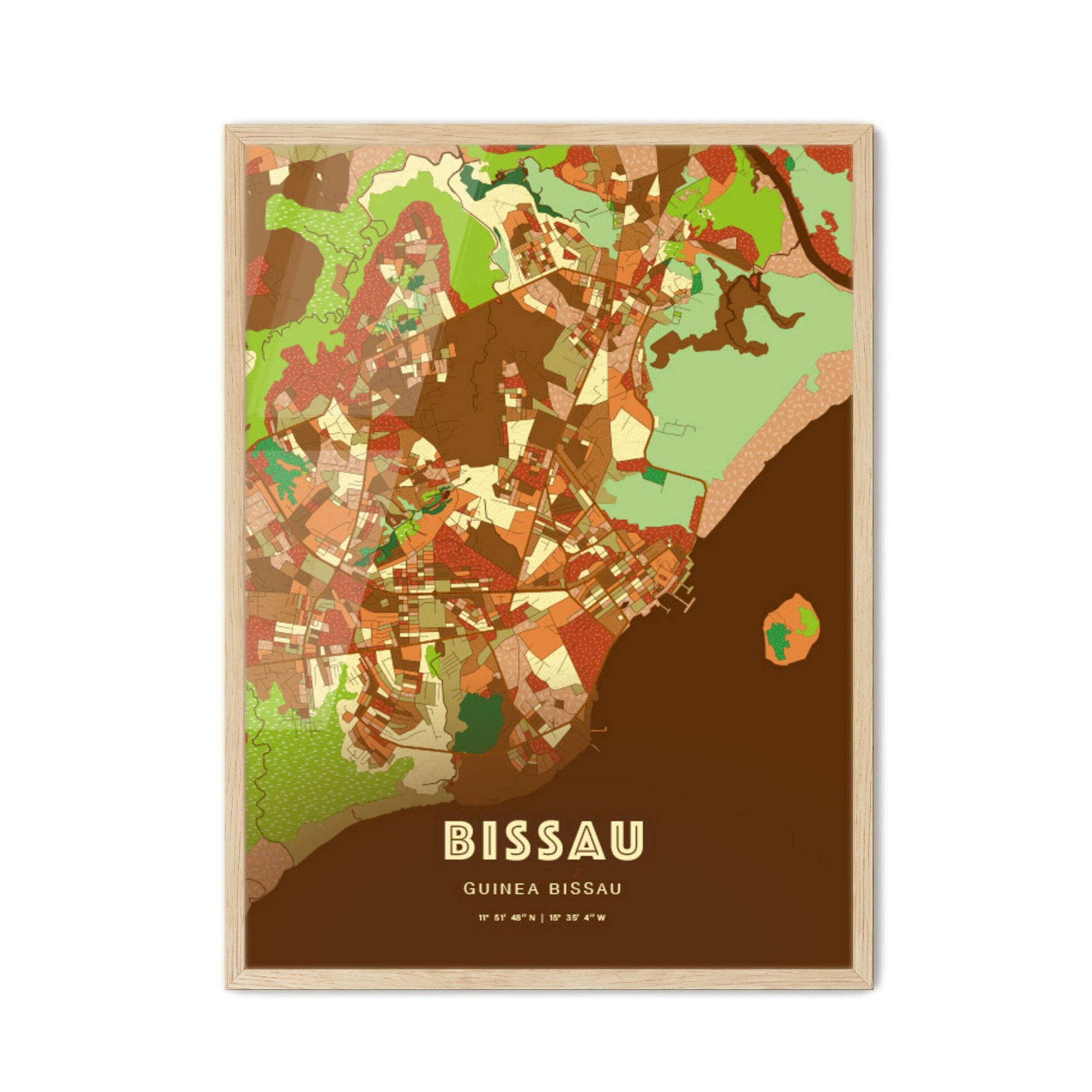 Colorful BISSAU GUINEA BISSAU Fine Art Map Farmhouse