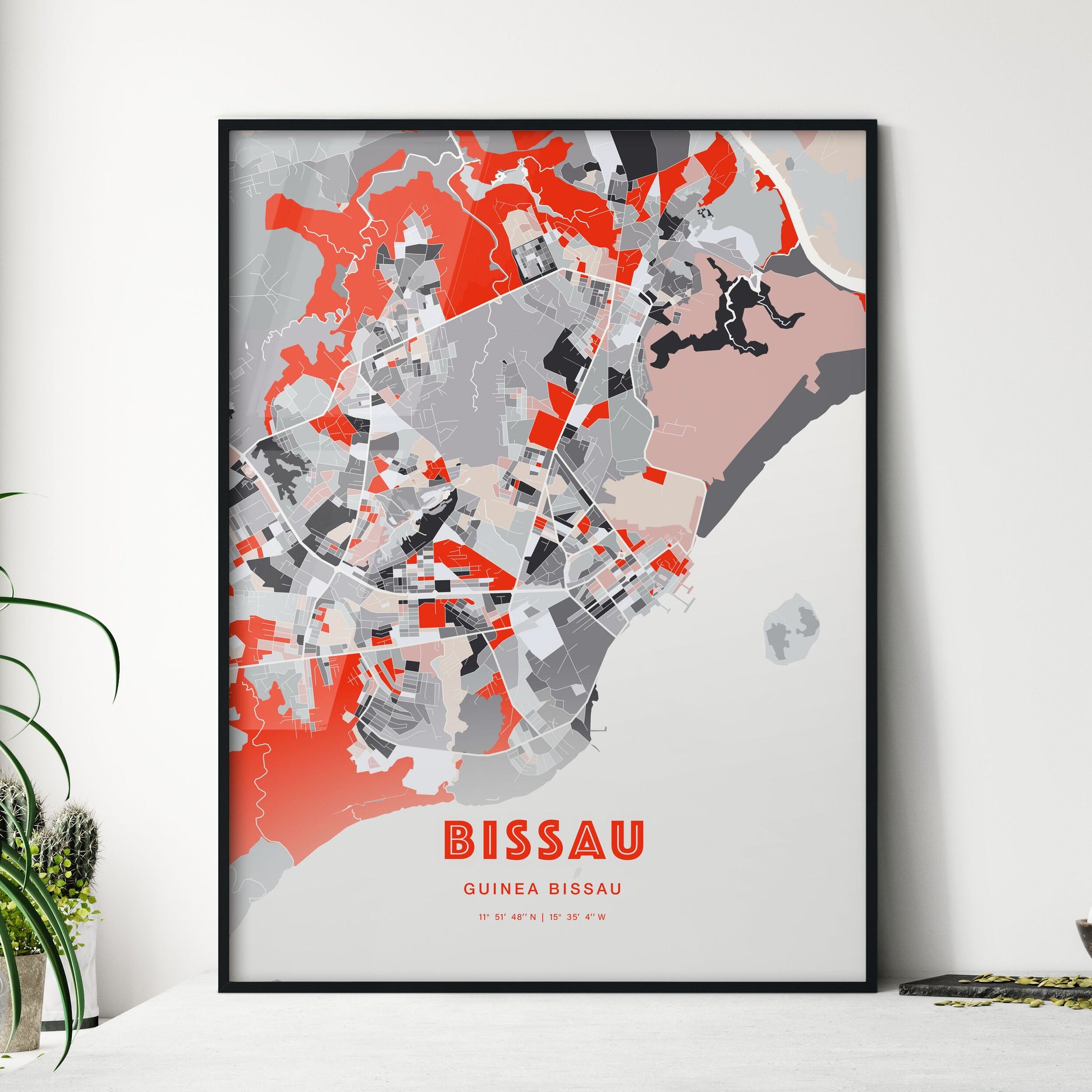 Colorful BISSAU GUINEA BISSAU Fine Art Map Modern