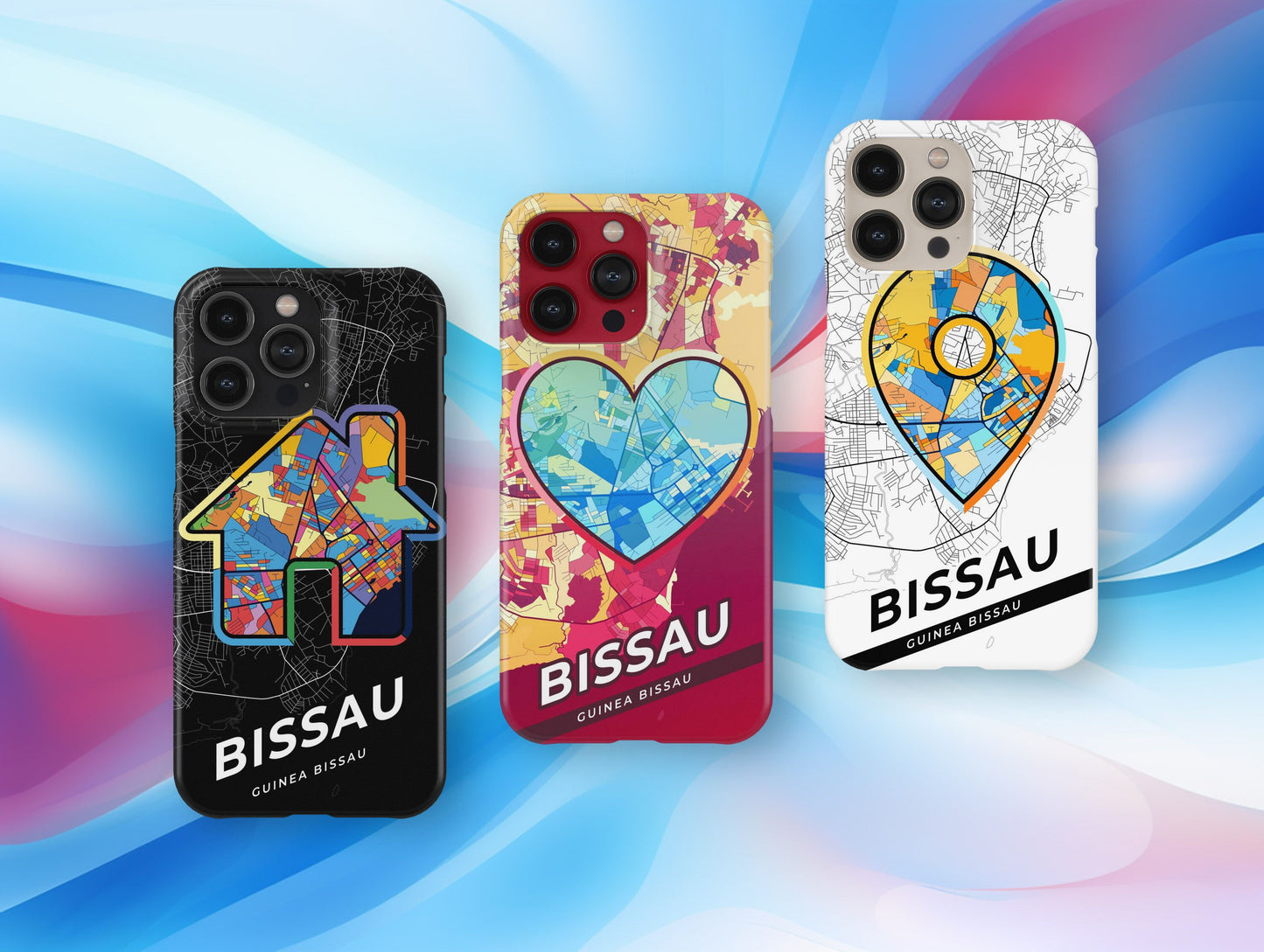 Bissau Guinea Bissau slim phone case with colorful icon. Birthday, wedding or housewarming gift. Couple match cases.