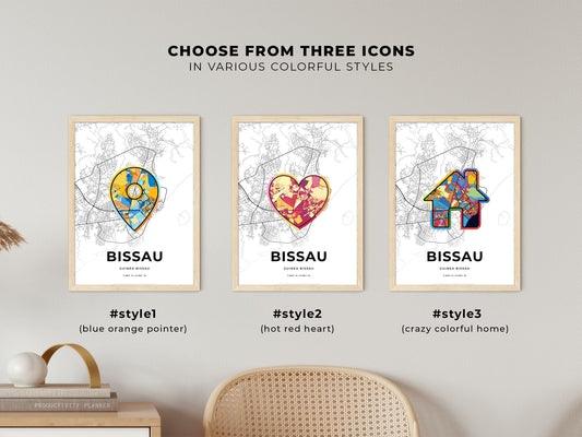 Bissau Guinea Bissau maps with colorful icons