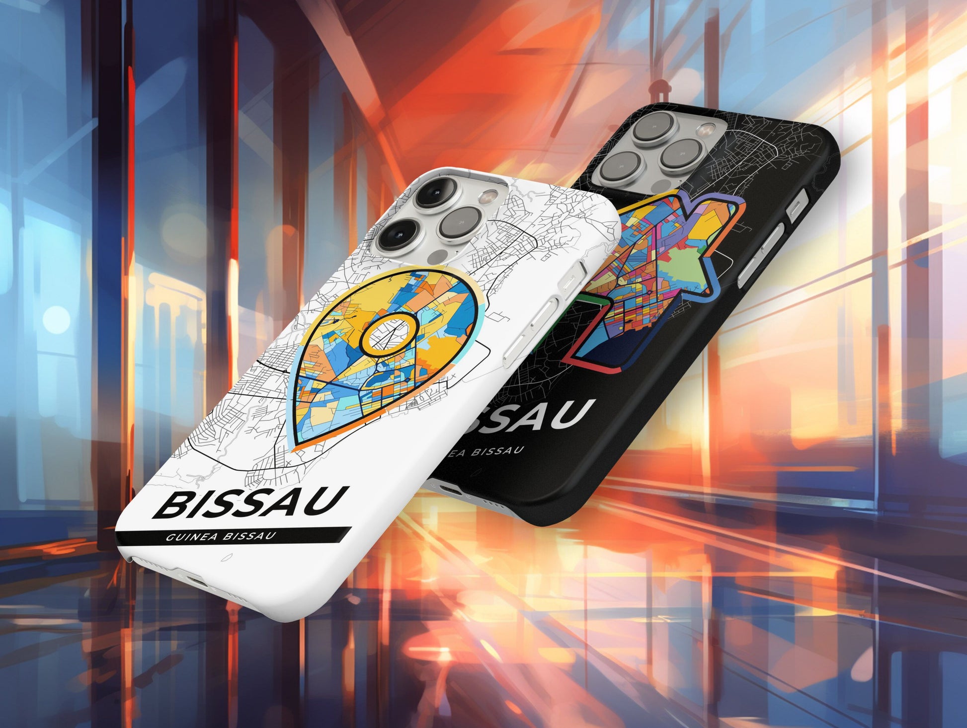 Bissau Guinea Bissau slim phone case with colorful icon. Birthday, wedding or housewarming gift. Couple match cases.