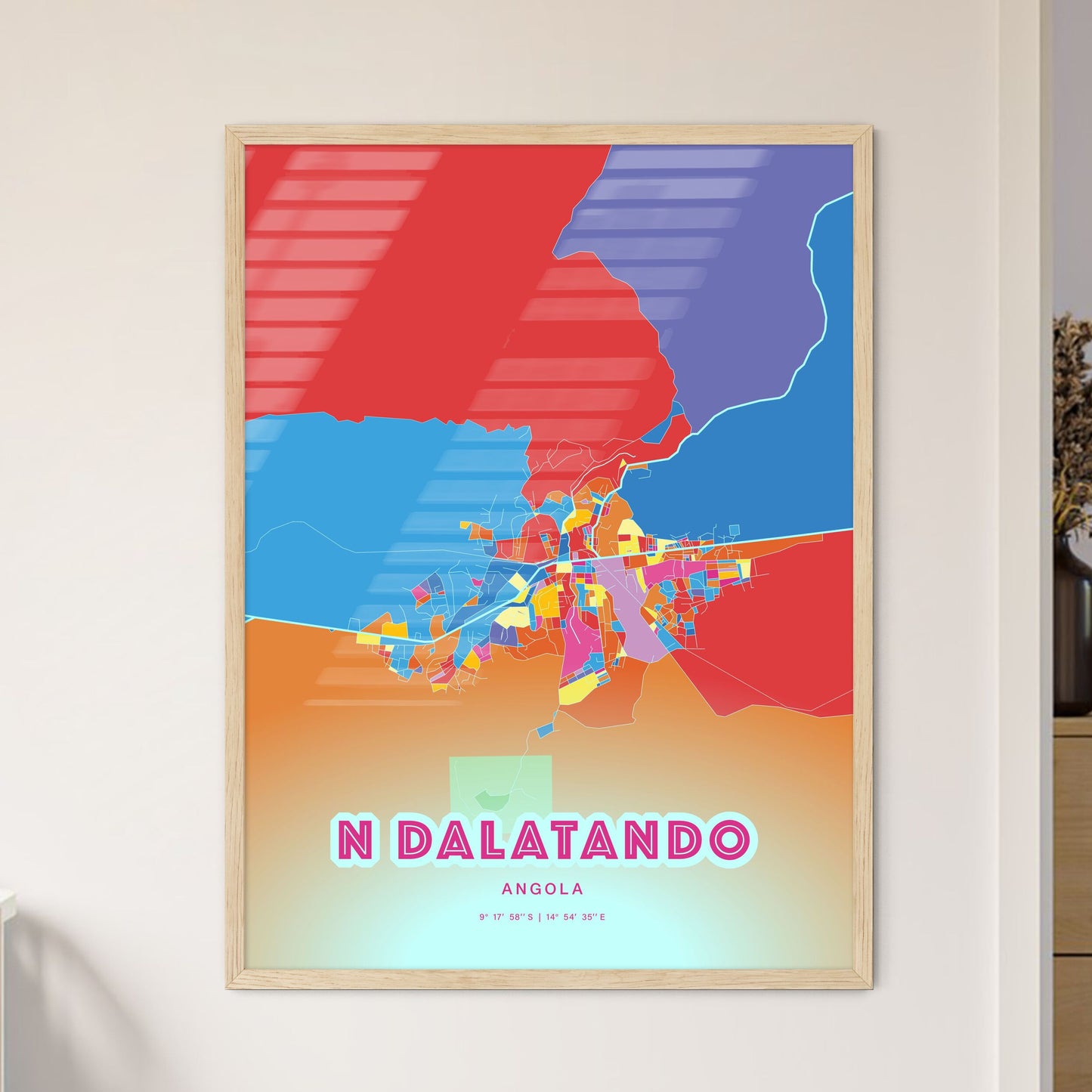 Colorful N DALATANDO ANGOLA Fine Art Map Crazy Colors