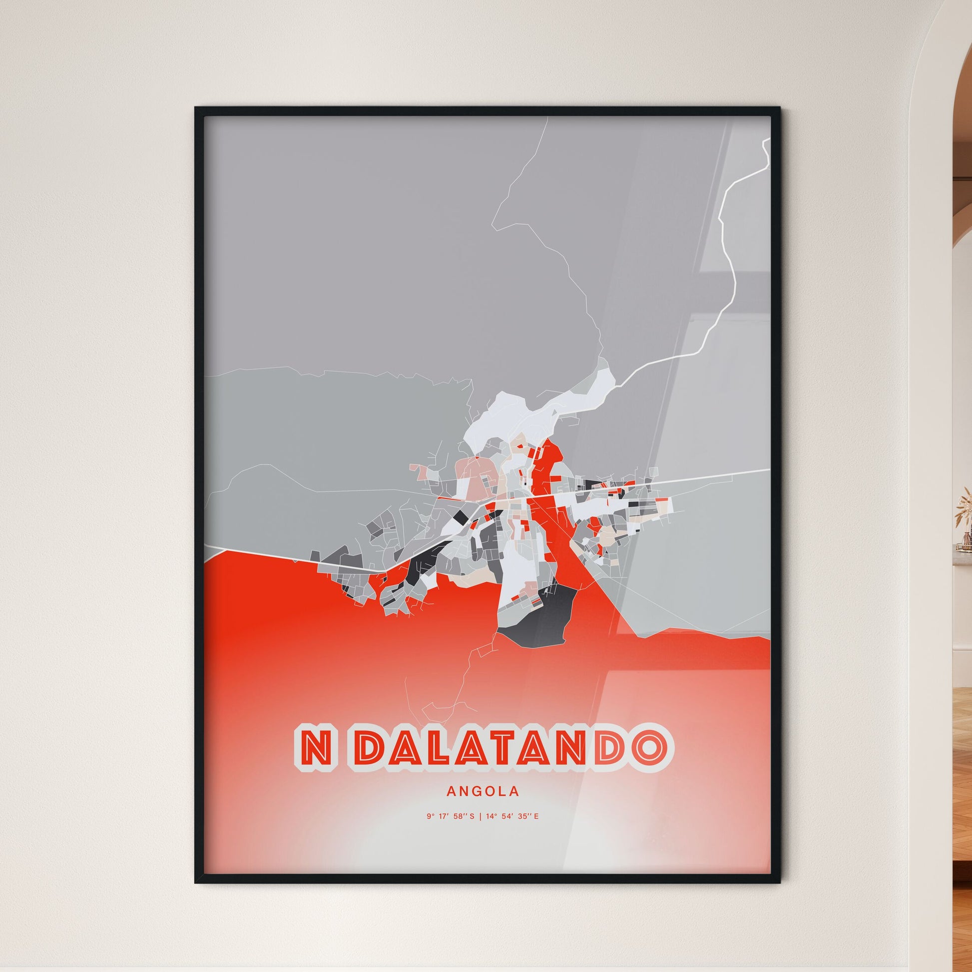 Colorful N DALATANDO ANGOLA Fine Art Map Modern