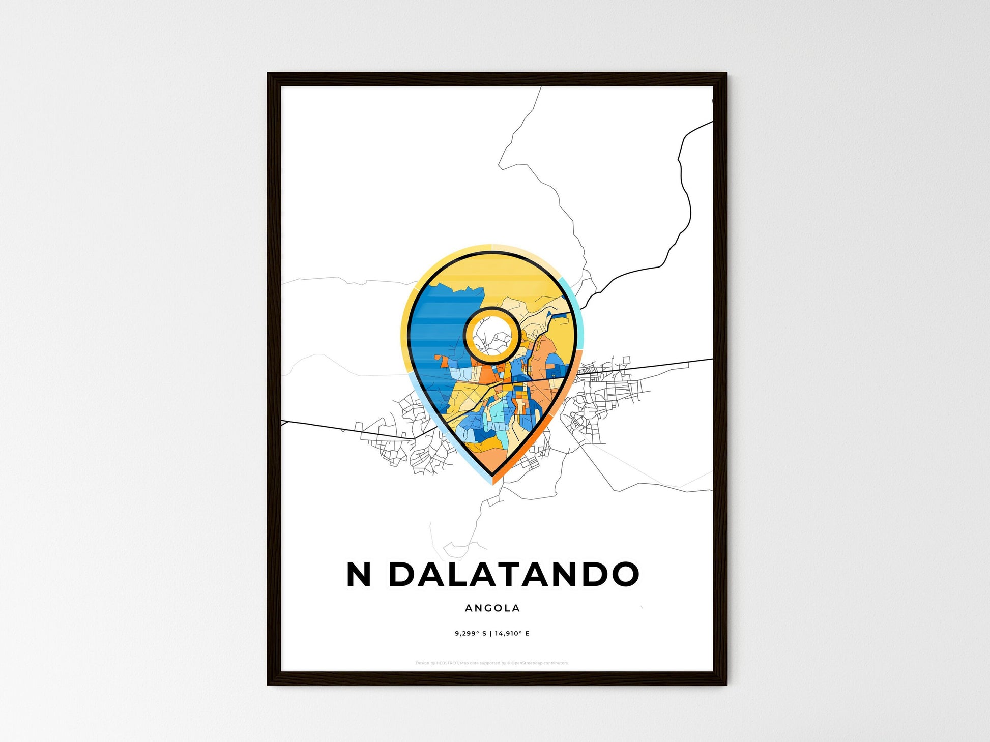 N Dalatando Angola wedding art map with pointer icon