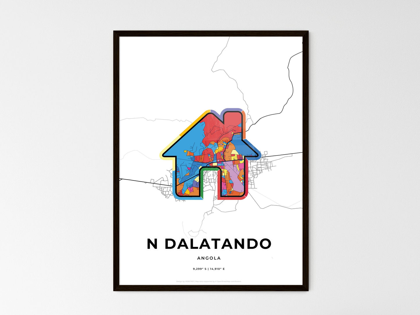 N Dalatando Angola wedding art map with home icon