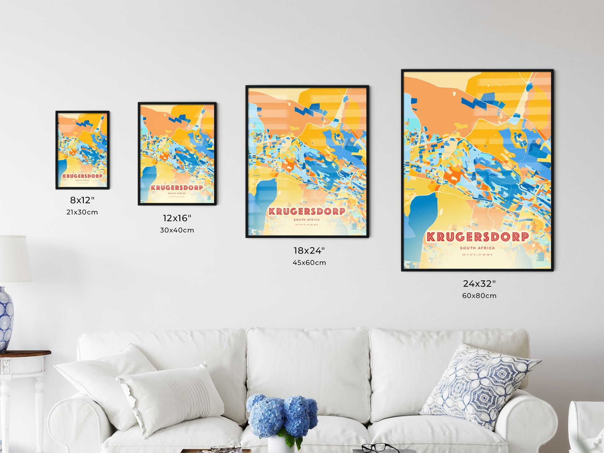 Colorful KRUGERSDORP SOUTH AFRICA Fine Art Map