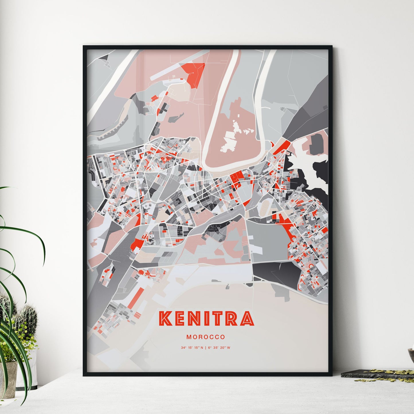 Colorful KENITRA MOROCCO Fine Art Map Modern