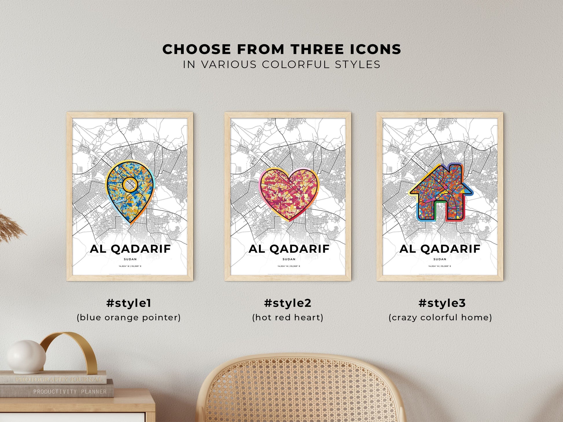 Al Qadarif Sudan maps with colorful icons