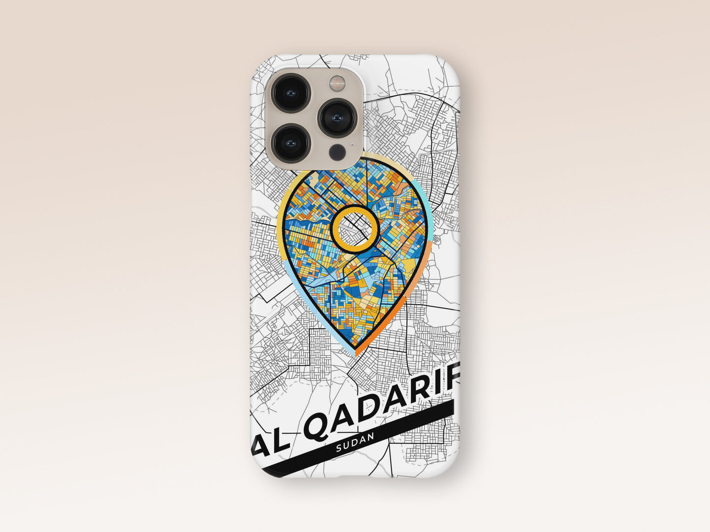 Al Qadarif Sudan slim phone case with colorful icon. Birthday, wedding or housewarming gift. Couple match cases. 1