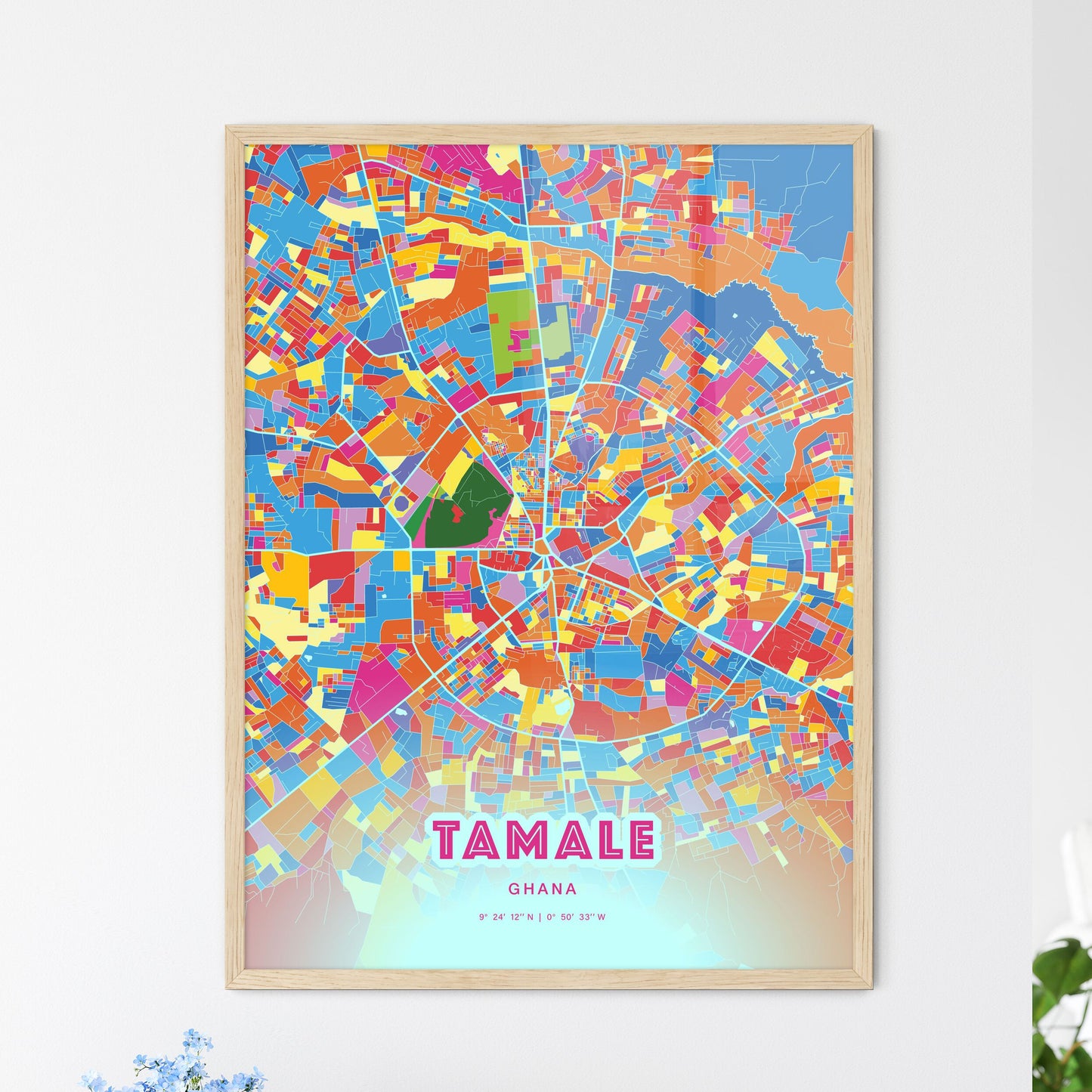 Colorful TAMALE GHANA Fine Art Map Crazy Colors