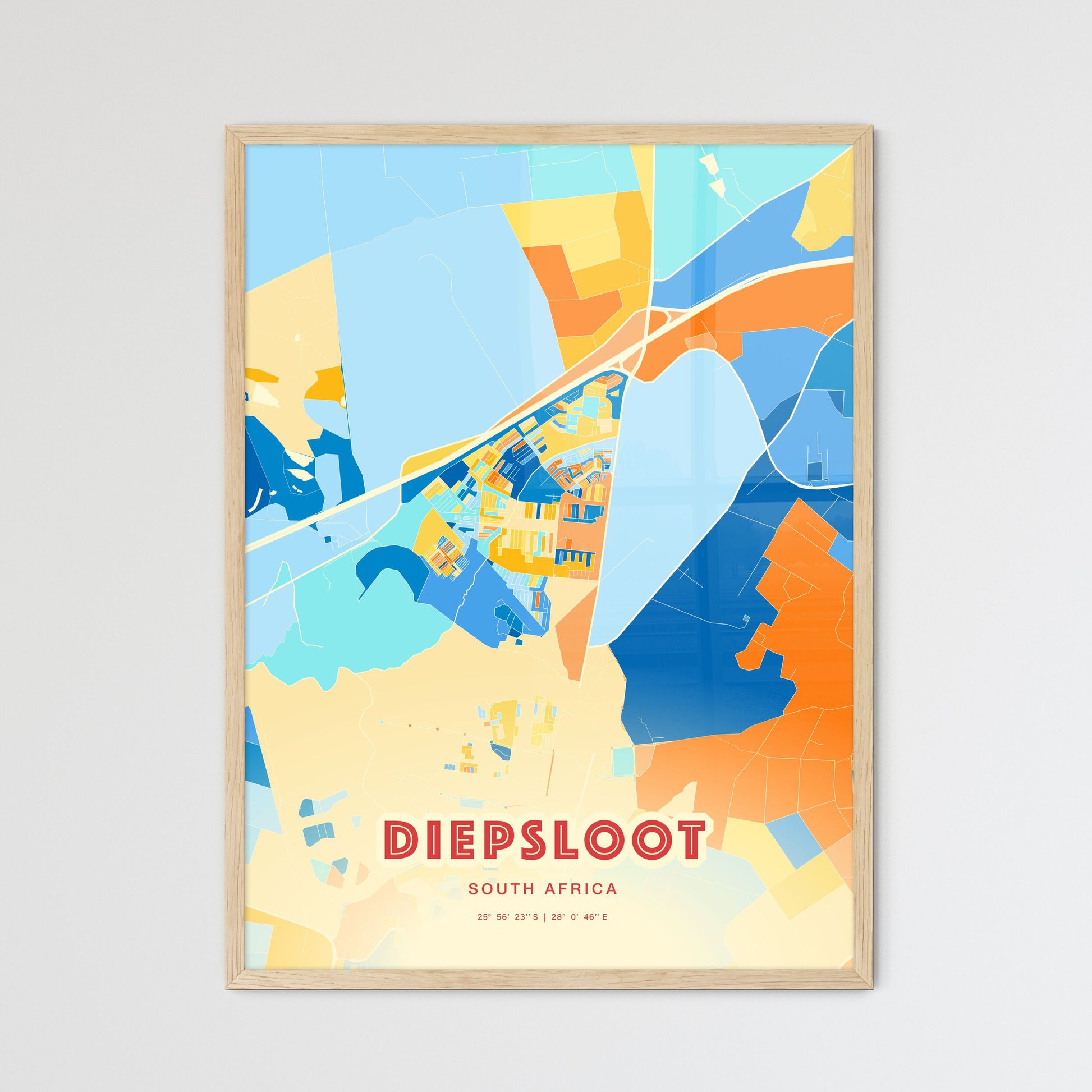 Colorful DIEPSLOOT SOUTH AFRICA Fine Art Map Blue Orange