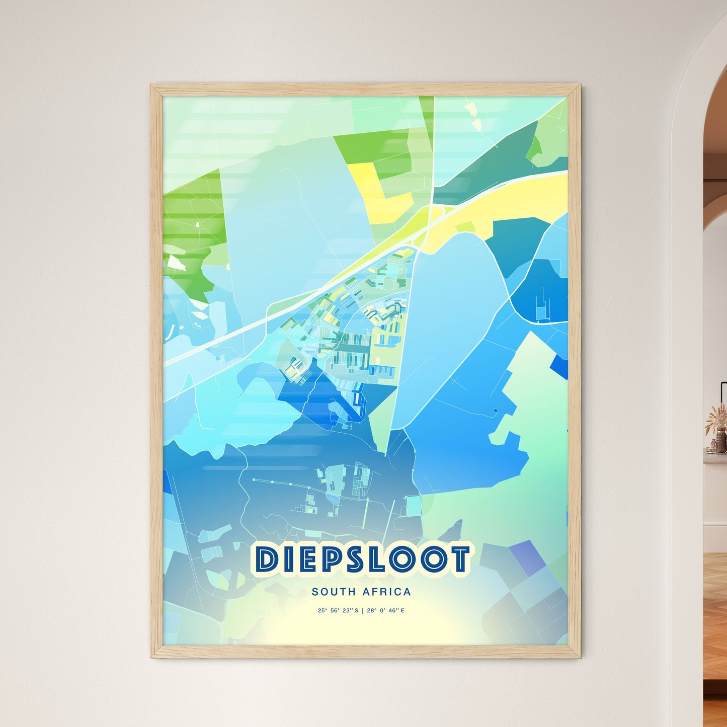 Colorful DIEPSLOOT SOUTH AFRICA Fine Art Map Cool Blue