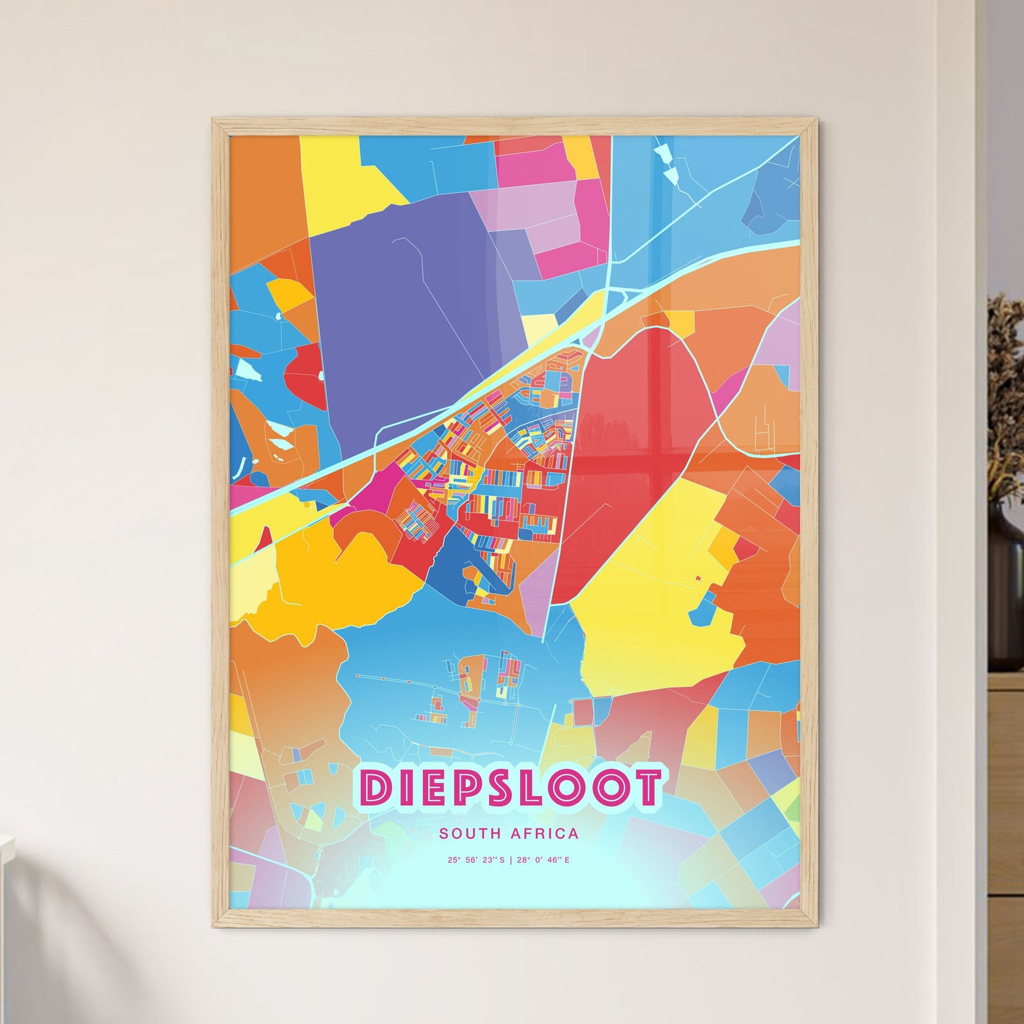 Colorful DIEPSLOOT SOUTH AFRICA Fine Art Map Crazy Colors