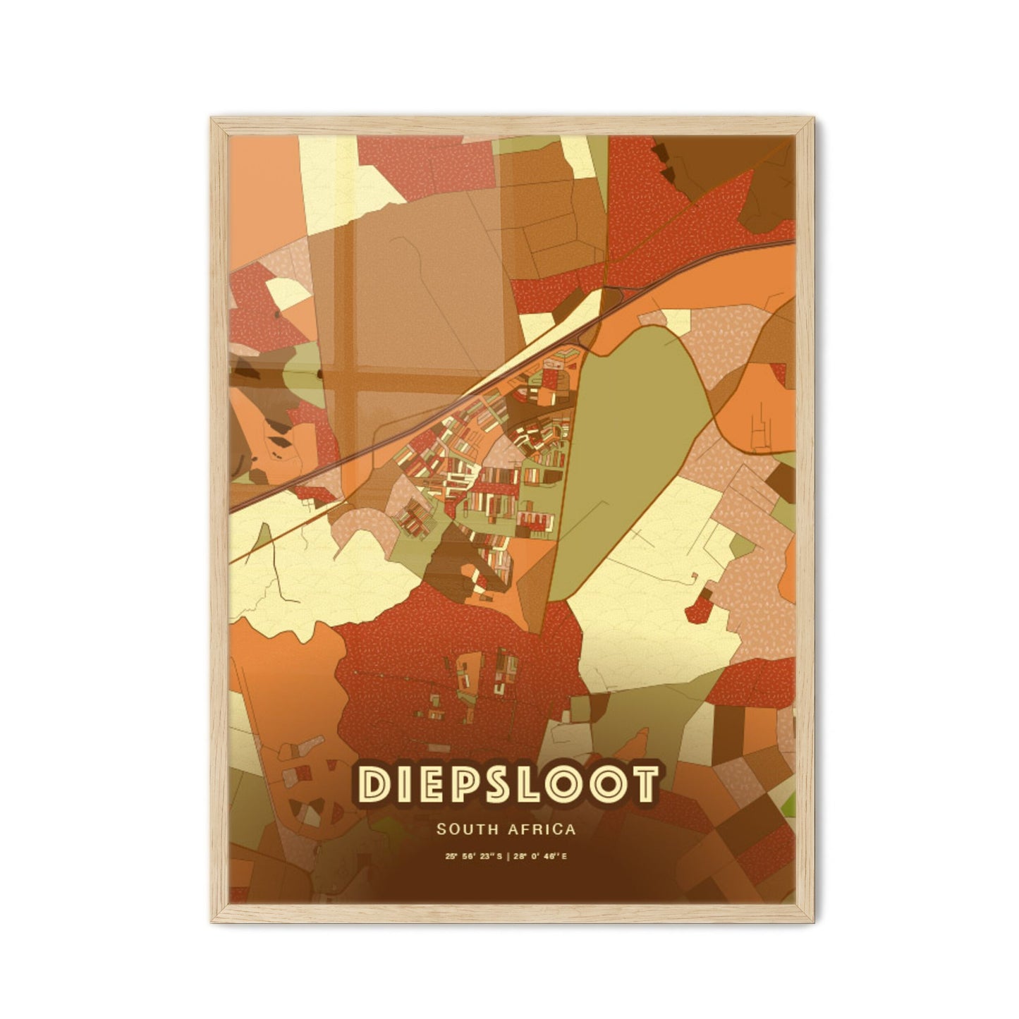 Colorful DIEPSLOOT SOUTH AFRICA Fine Art Map Farmhouse