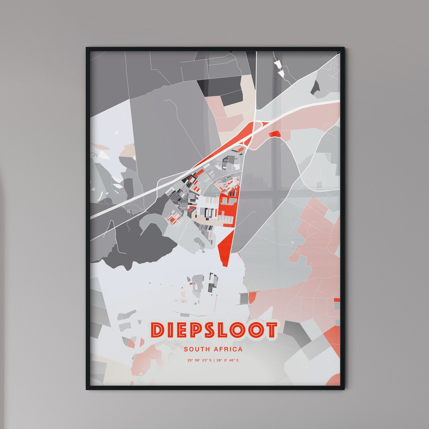 Colorful DIEPSLOOT SOUTH AFRICA Fine Art Map Modern