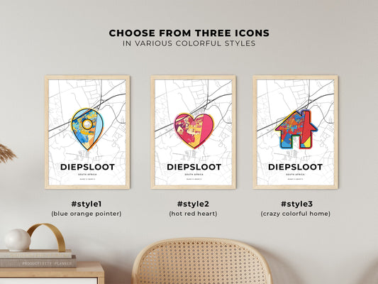 Diepsloot South Africa maps with colorful icons