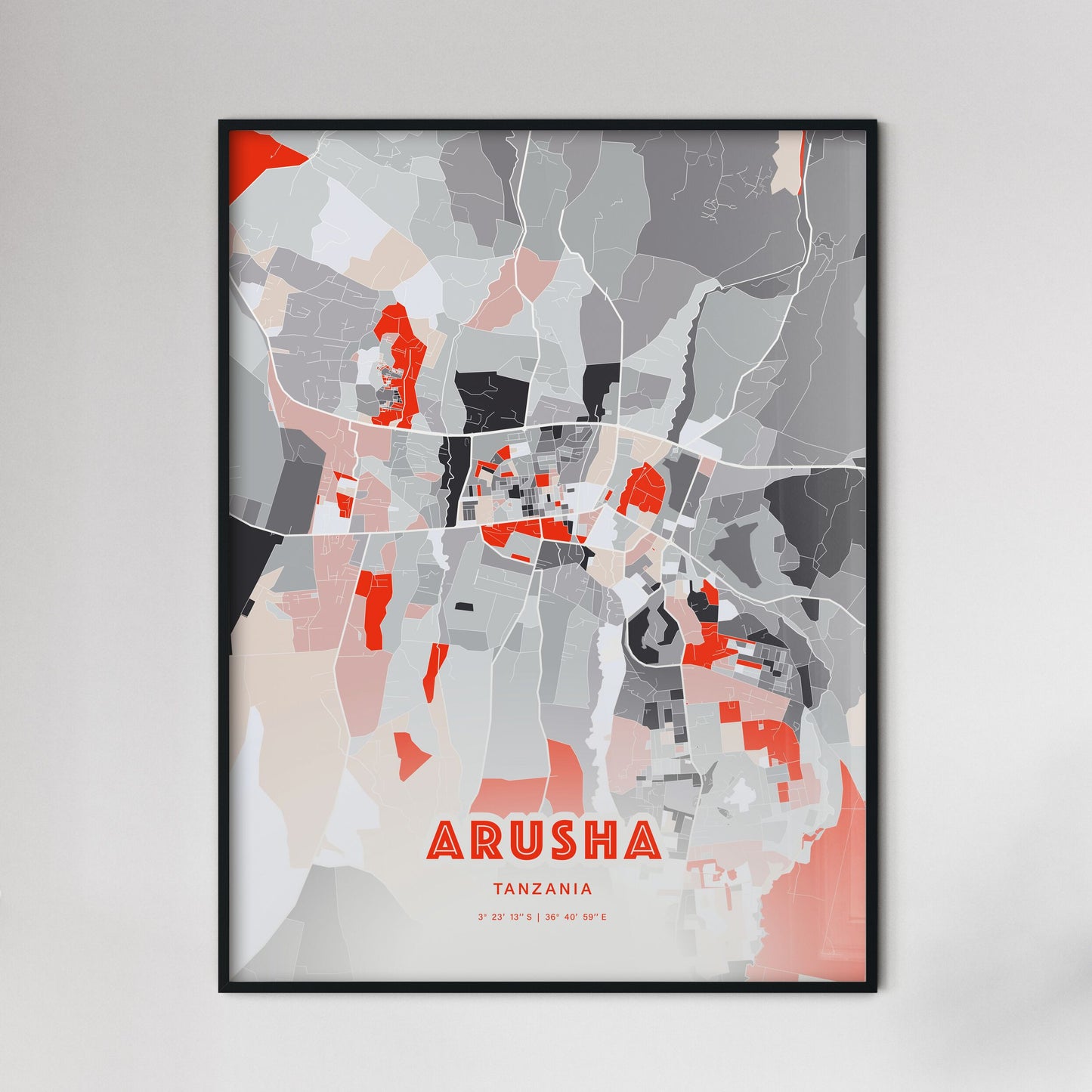 Colorful ARUSHA TANZANIA Fine Art Map Modern