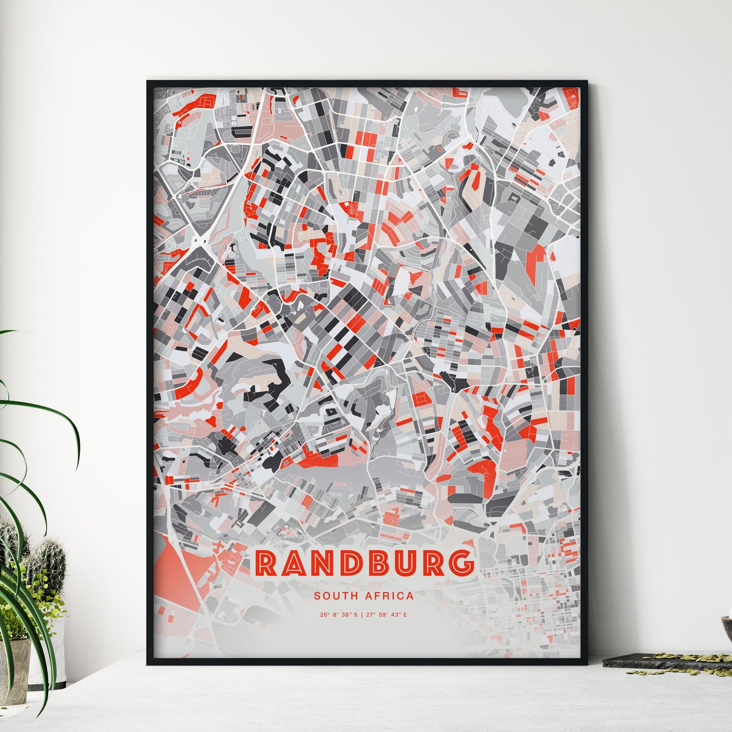 Colorful RANDBURG SOUTH AFRICA Fine Art Map Modern