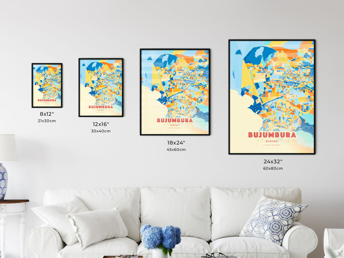 Colorful BUJUMBURA BURUNDI Fine Art Map