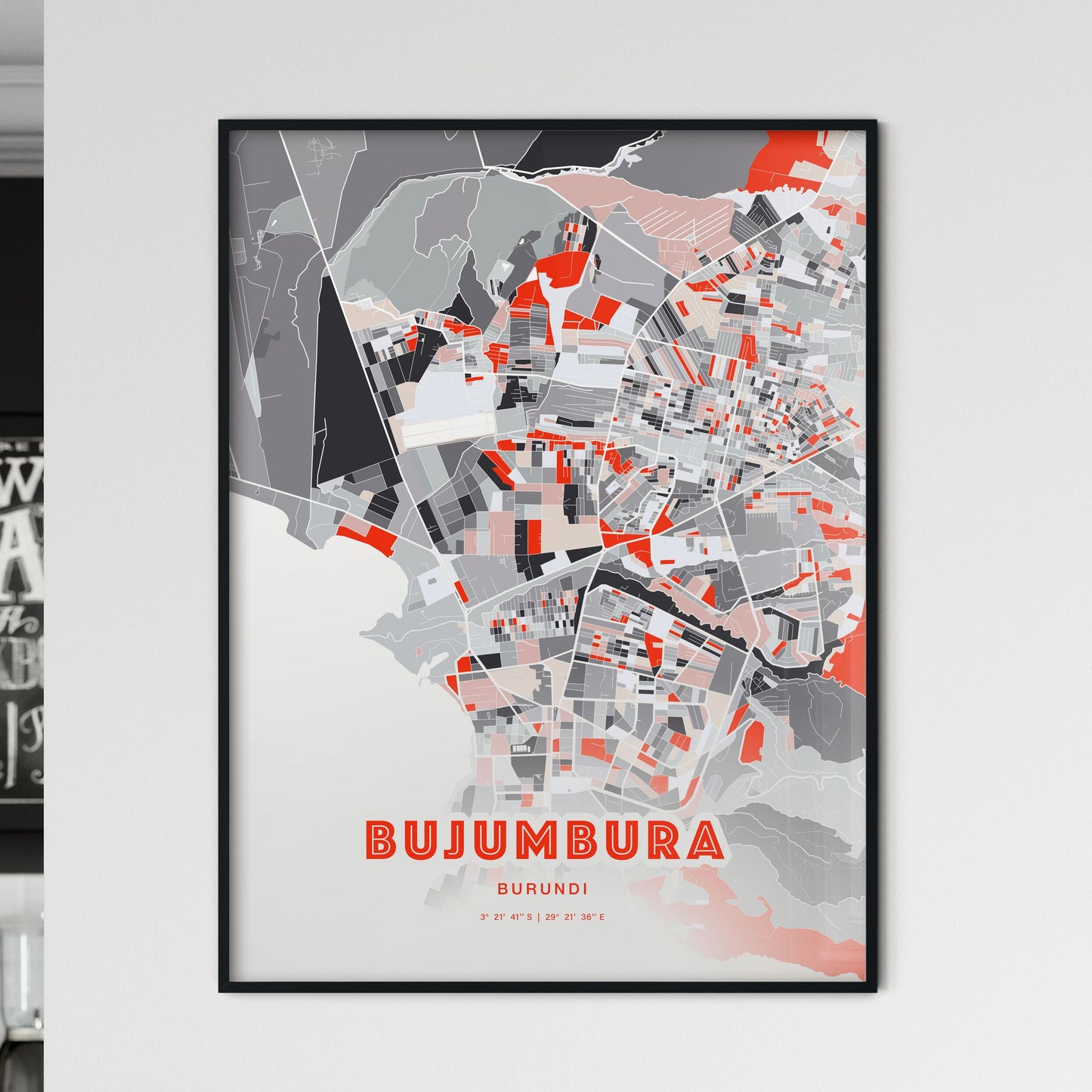 Colorful BUJUMBURA BURUNDI Fine Art Map Modern