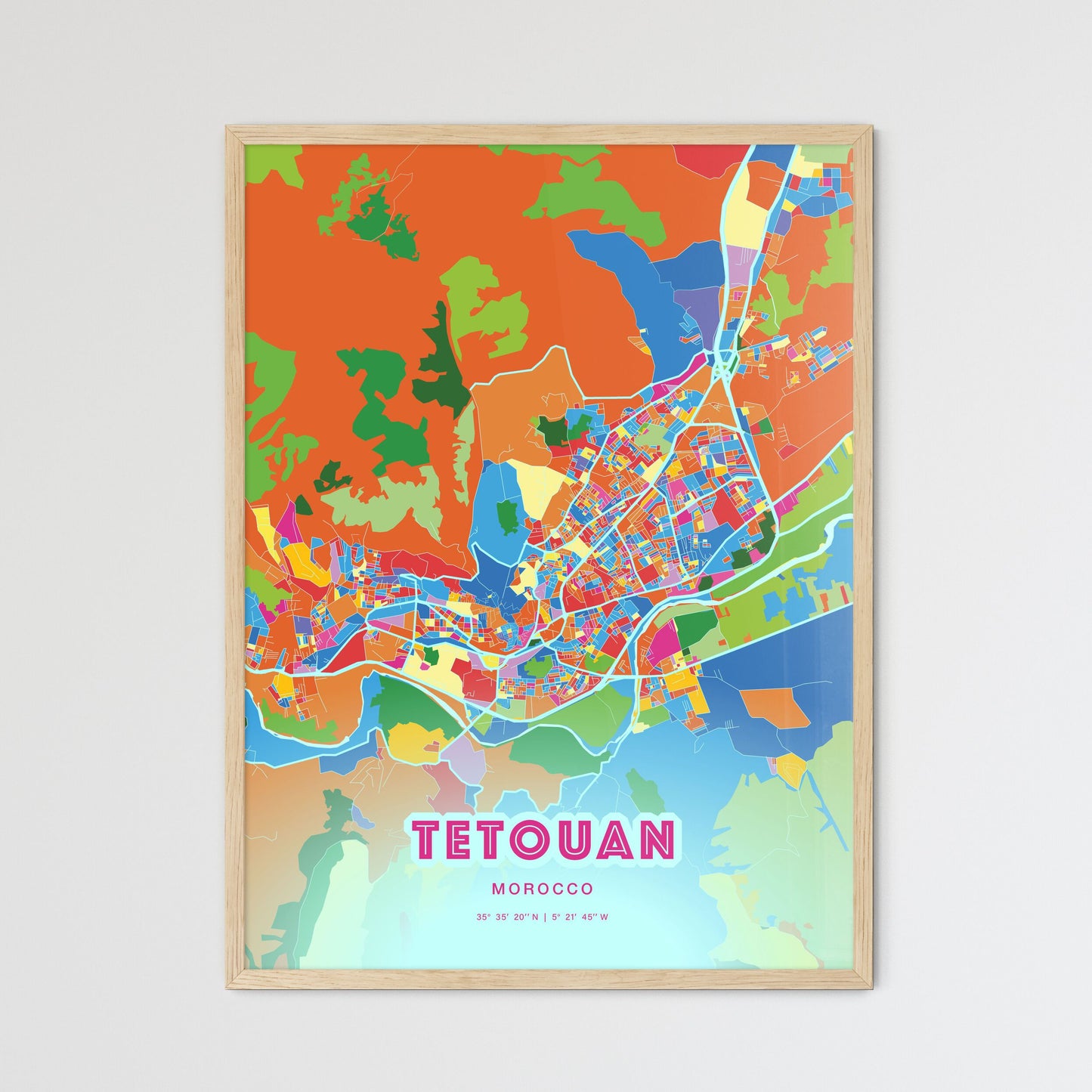 Colorful TETOUAN MOROCCO Fine Art Map Crazy Colors