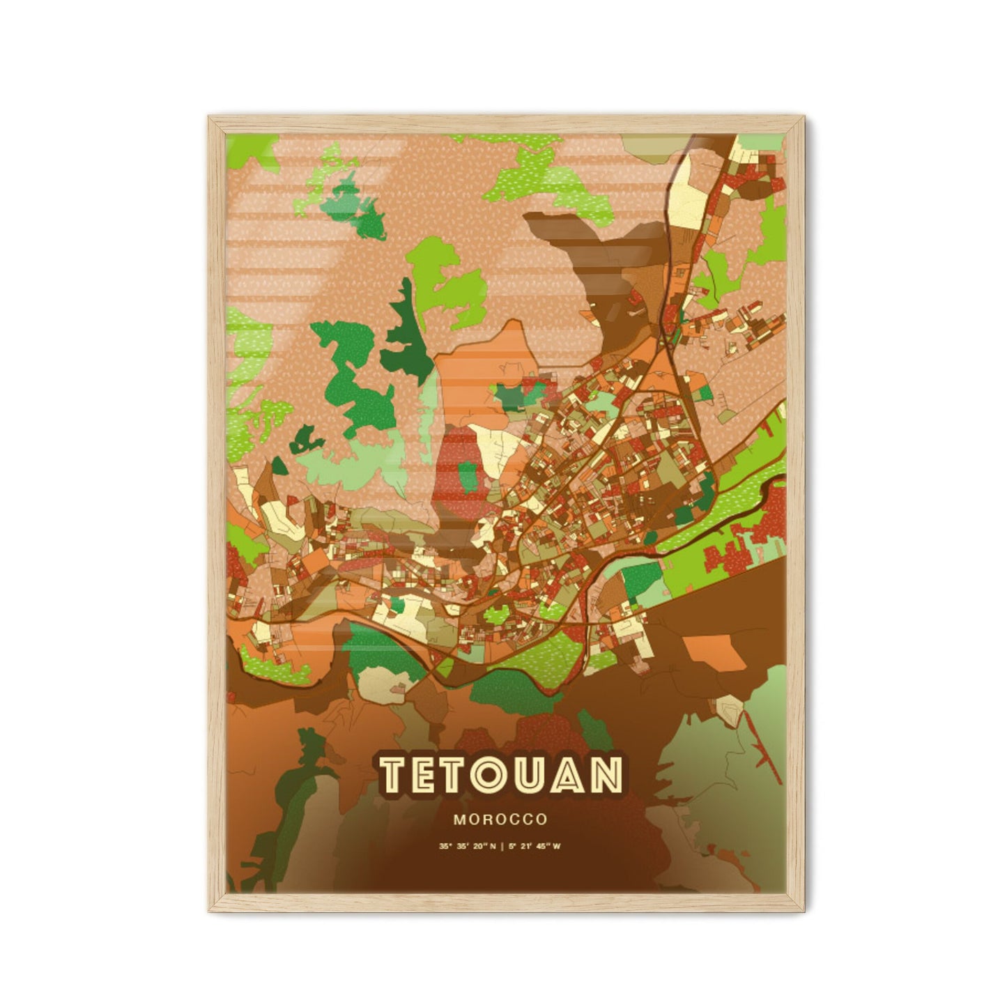 Colorful TETOUAN MOROCCO Fine Art Map Farmhouse