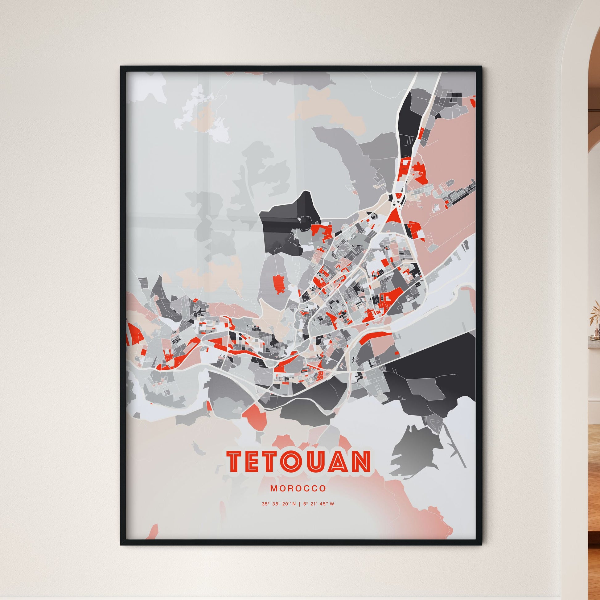 Colorful TETOUAN MOROCCO Fine Art Map Modern