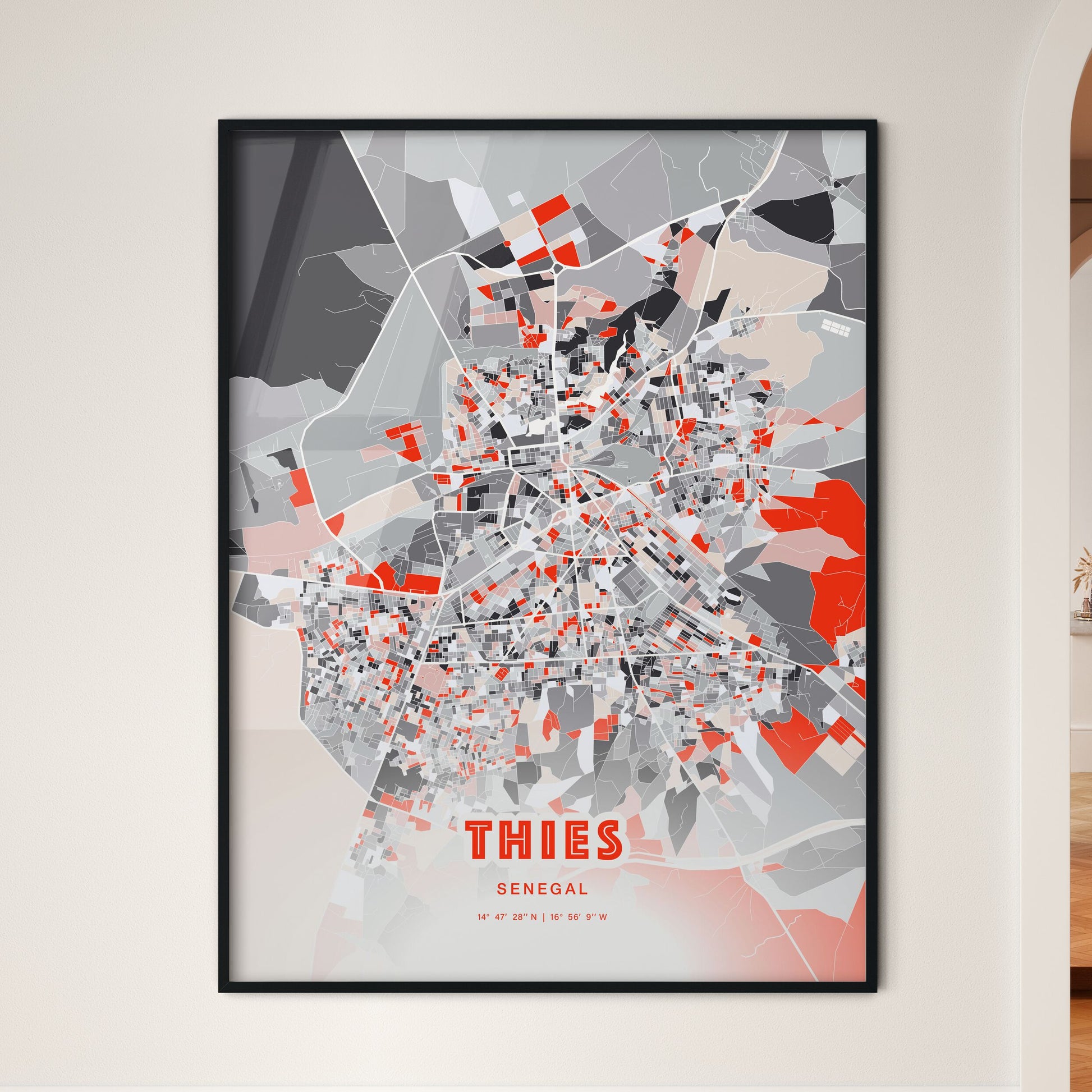 Colorful THIES SENEGAL Fine Art Map Modern