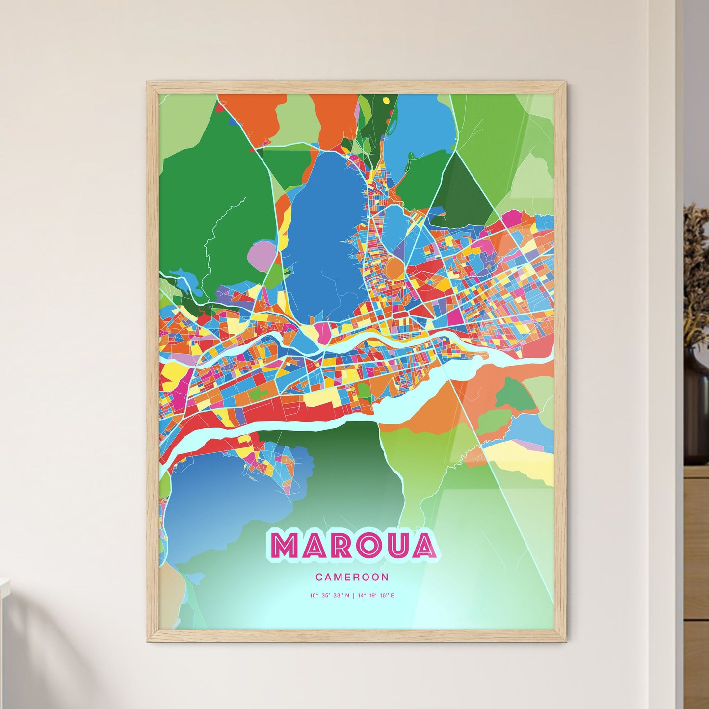 Colorful MAROUA CAMEROON Fine Art Map Crazy Colors