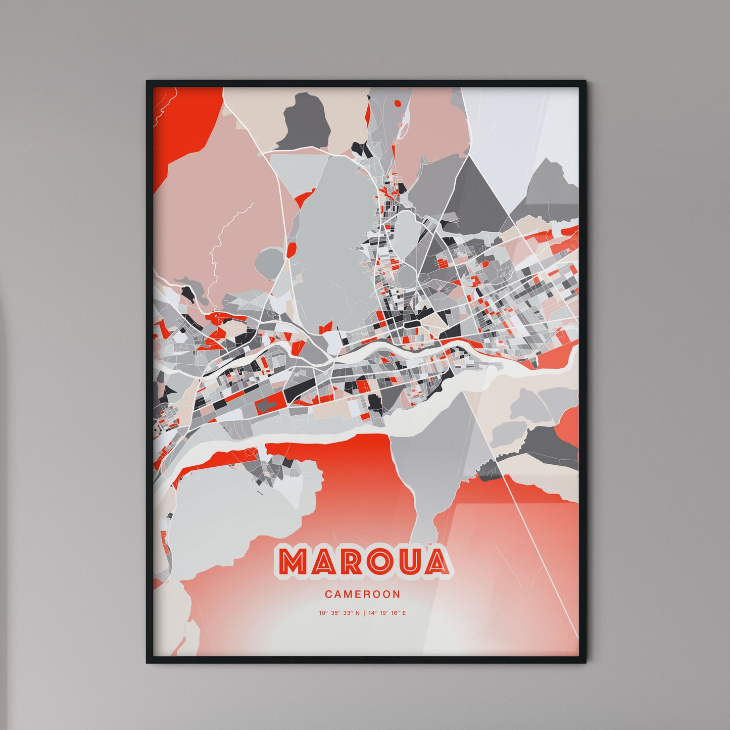 Colorful MAROUA CAMEROON Fine Art Map Modern