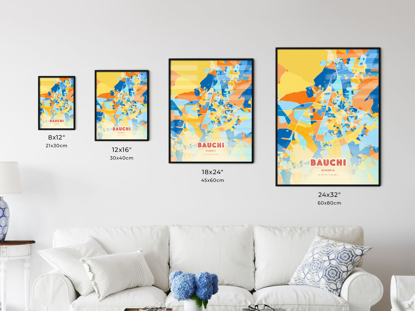 Colorful BAUCHI NIGERIA Fine Art Map