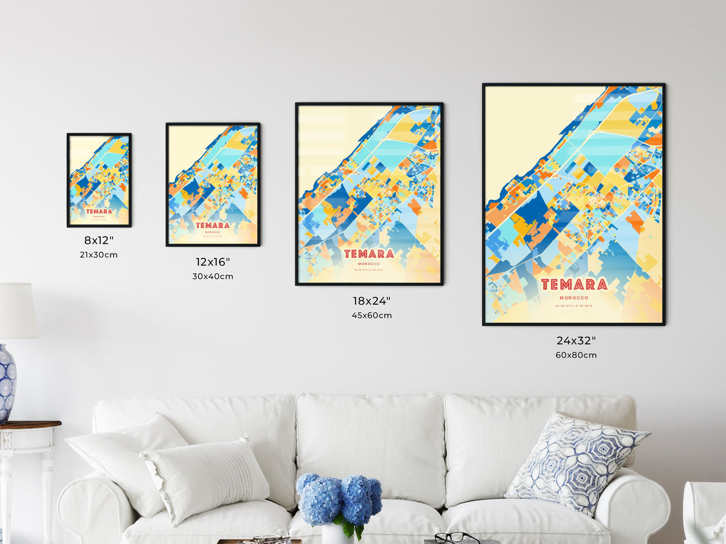 Colorful TEMARA MOROCCO Fine Art Map