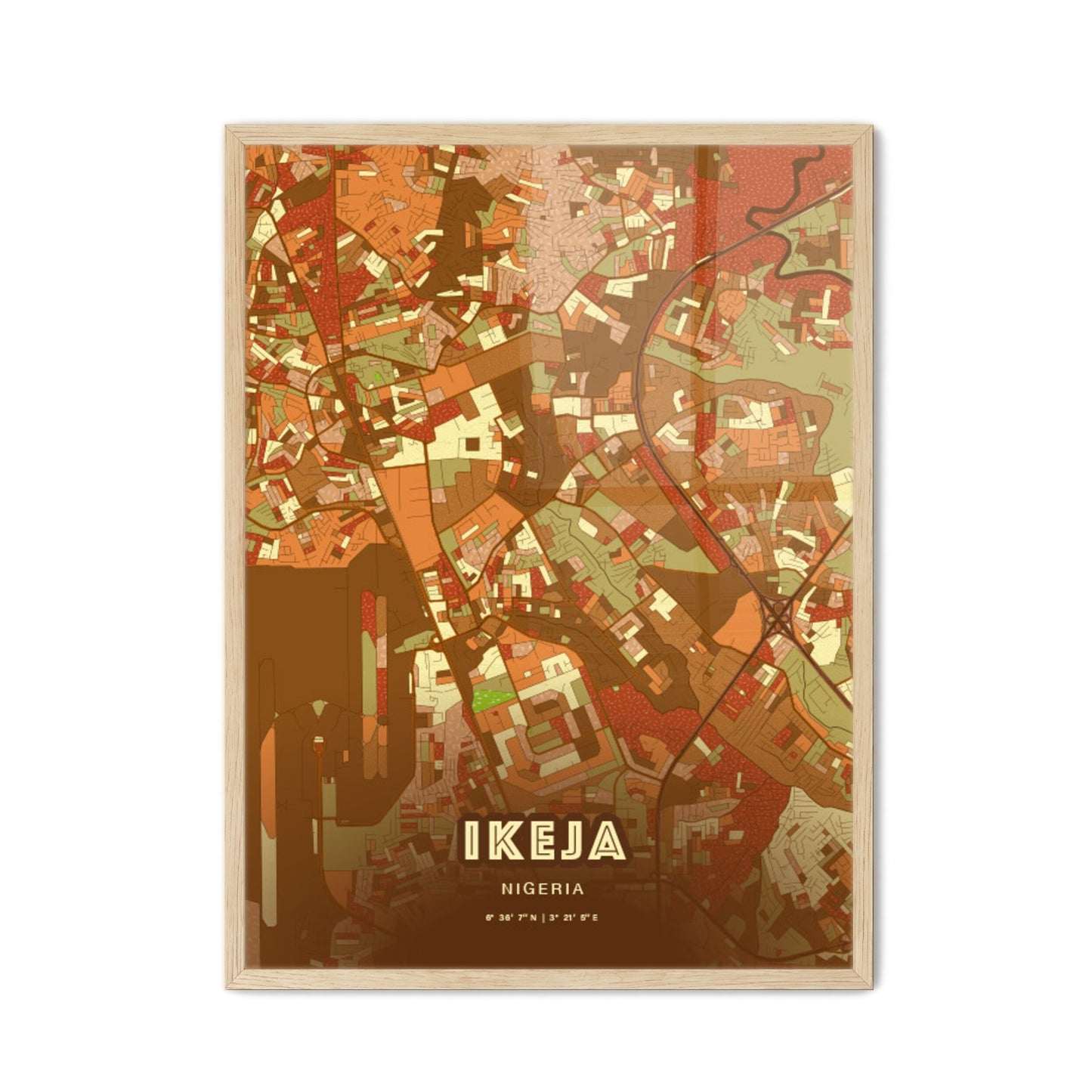 Colorful IKEJA NIGERIA Fine Art Map Farmhouse