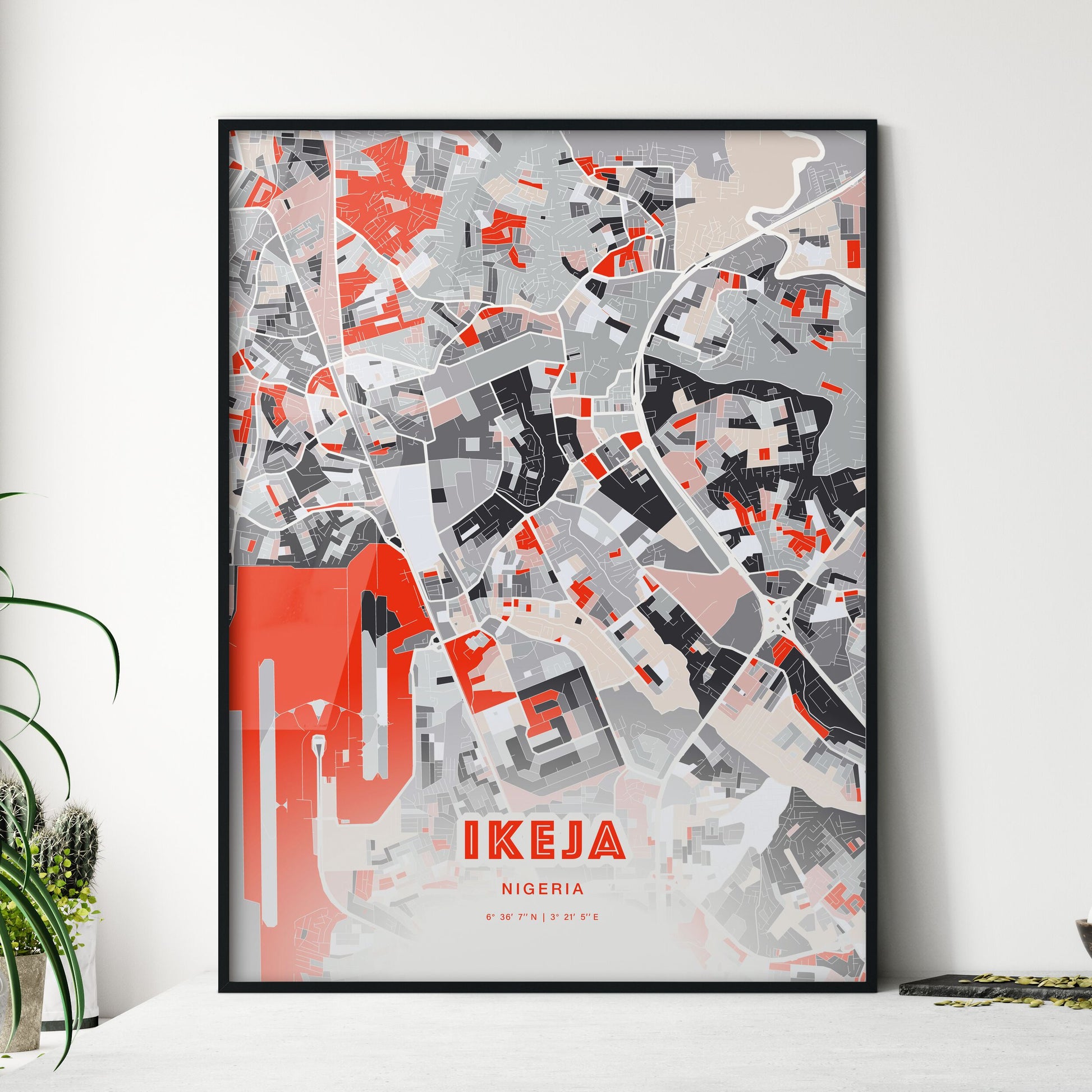 Colorful IKEJA NIGERIA Fine Art Map Modern