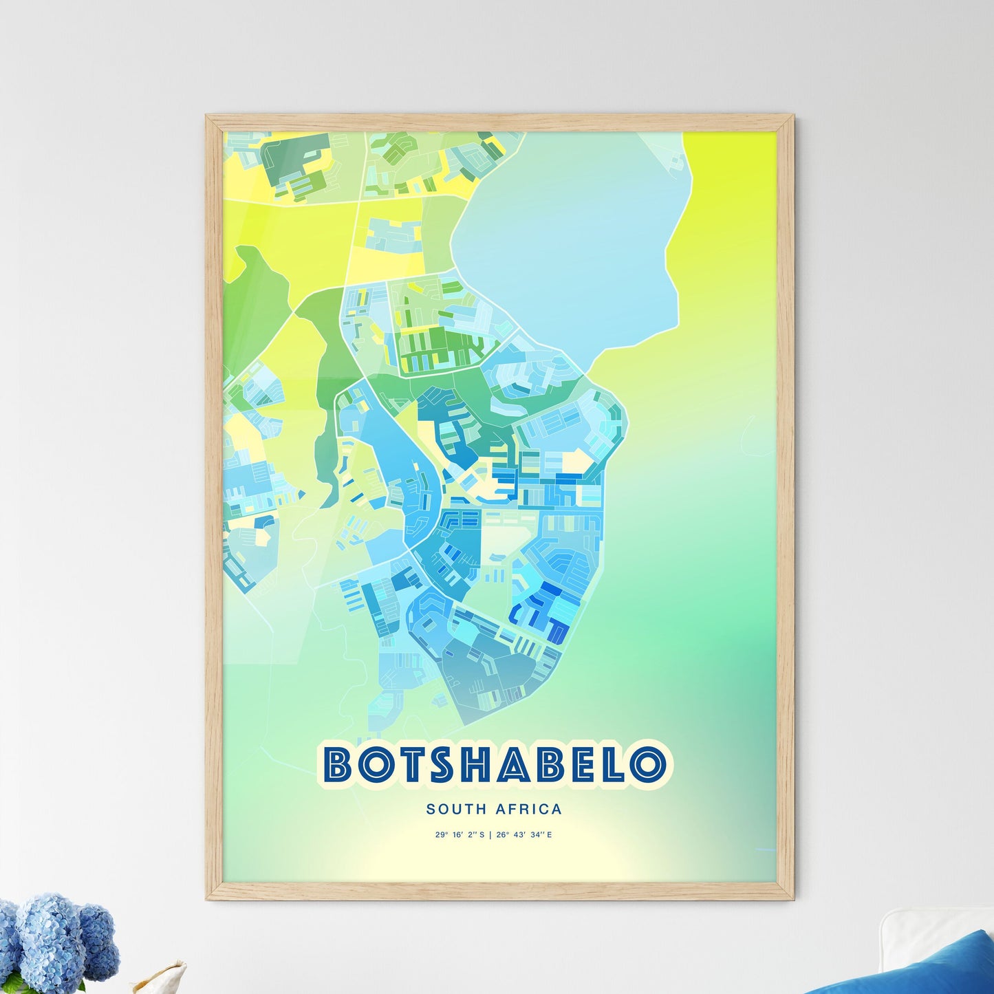 Colorful BOTSHABELO SOUTH AFRICA Fine Art Map Cool Blue