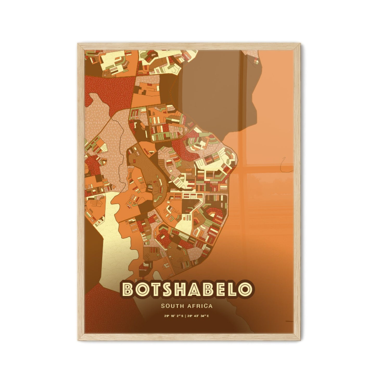 Colorful BOTSHABELO SOUTH AFRICA Fine Art Map Farmhouse