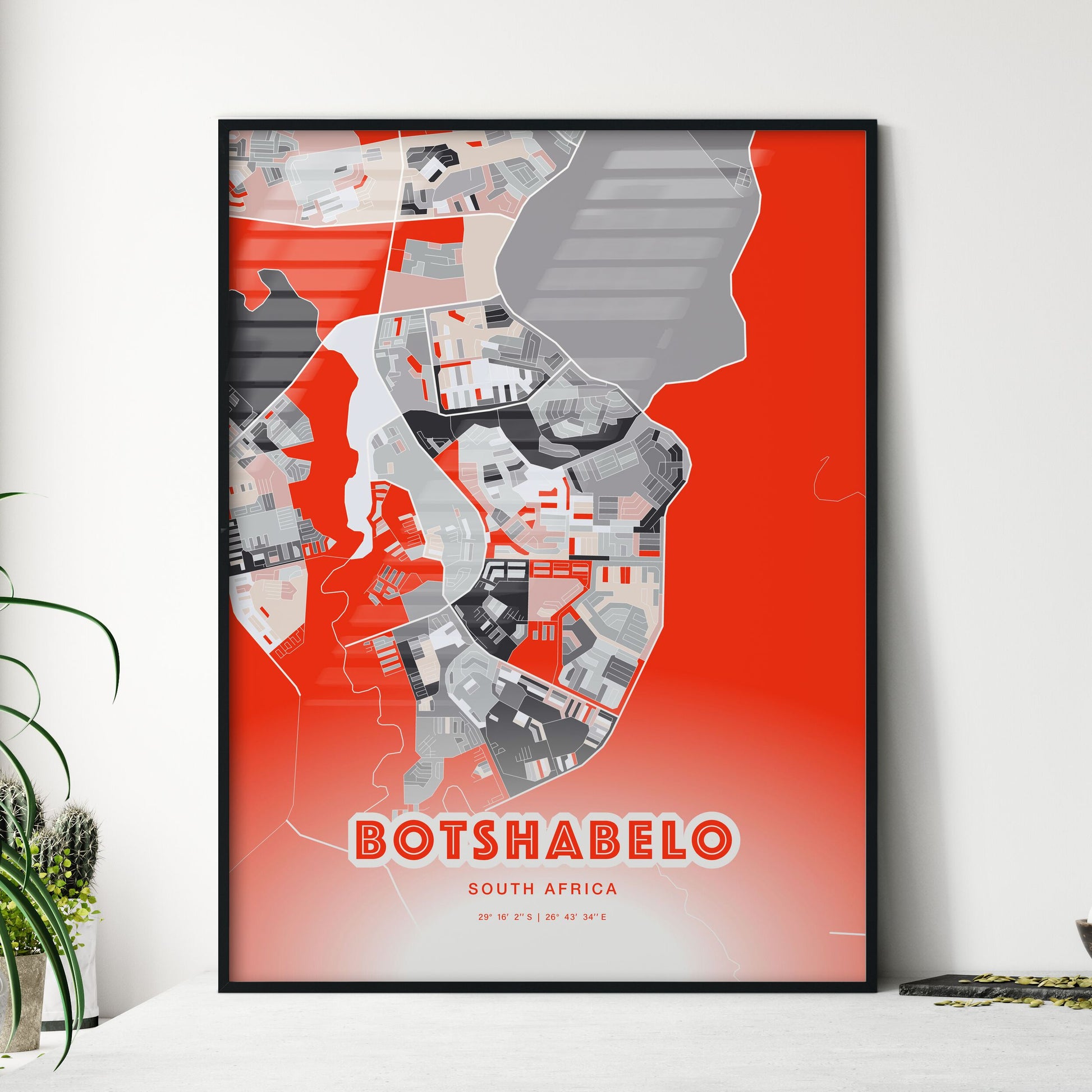 Colorful BOTSHABELO SOUTH AFRICA Fine Art Map Modern