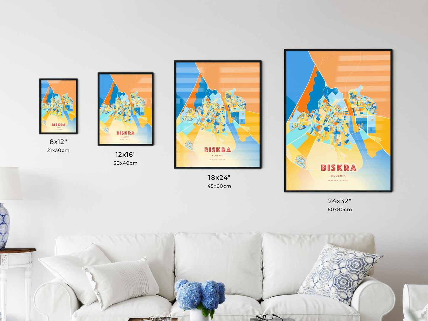 Colorful BISKRA ALGERIA Fine Art Map