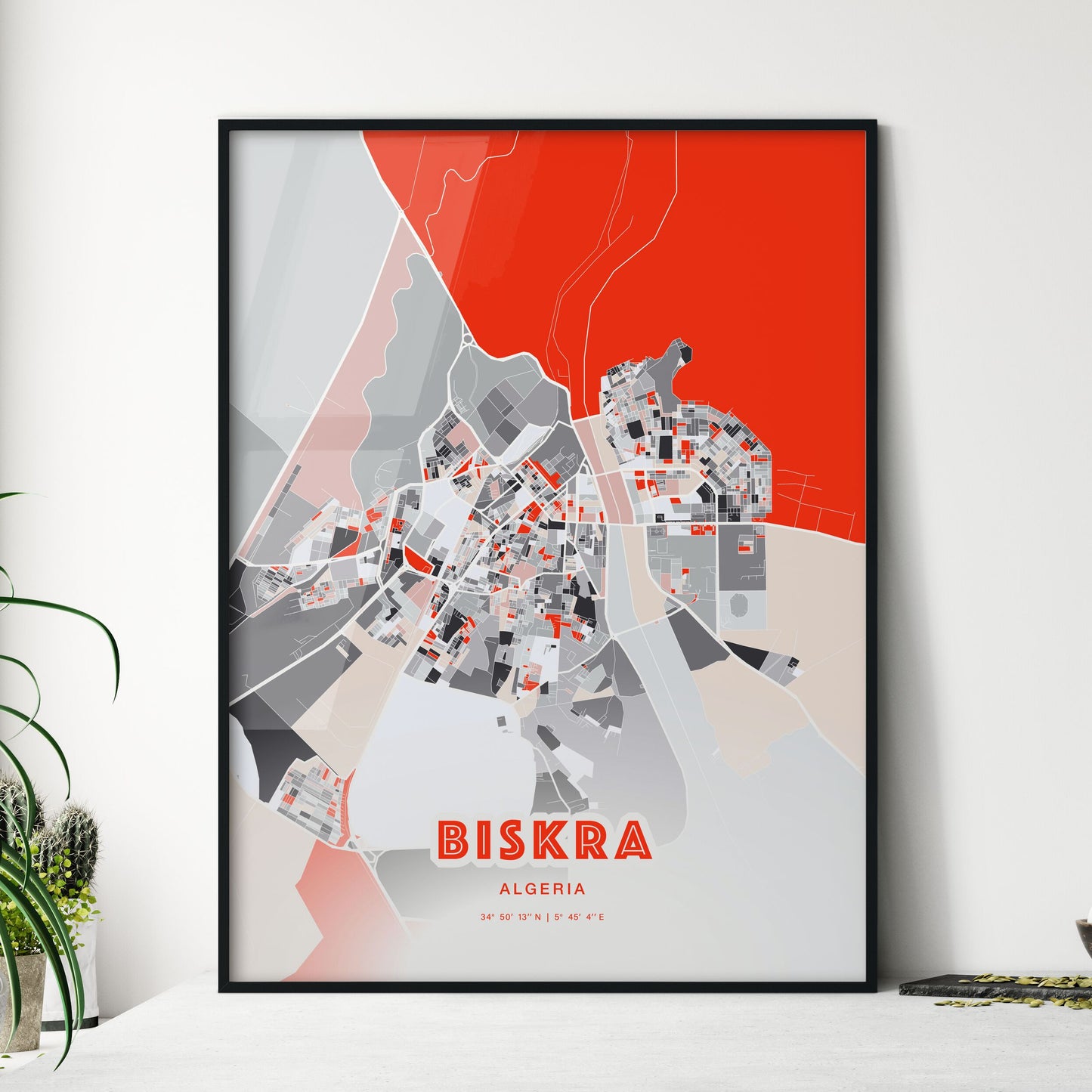 Colorful BISKRA ALGERIA Fine Art Map Modern