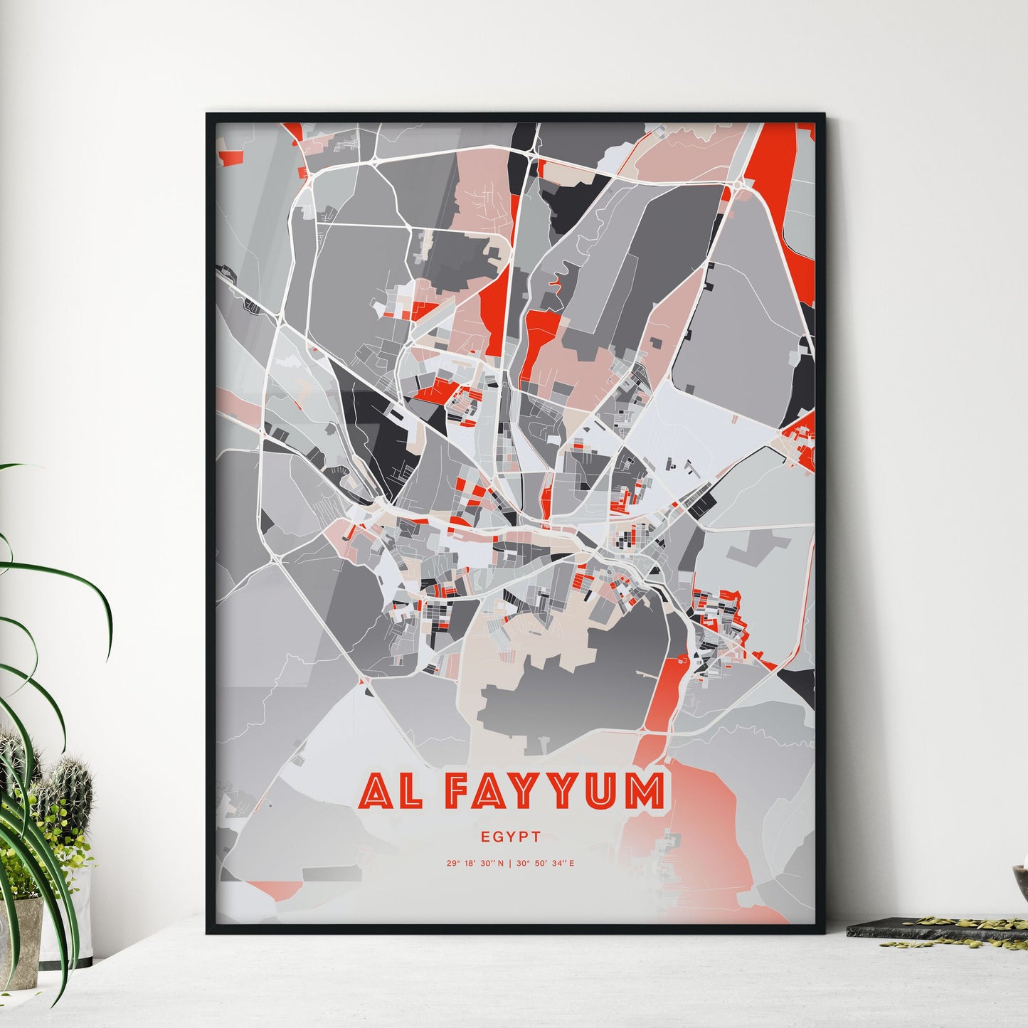 Colorful AL FAYYUM EGYPT Fine Art Map Modern