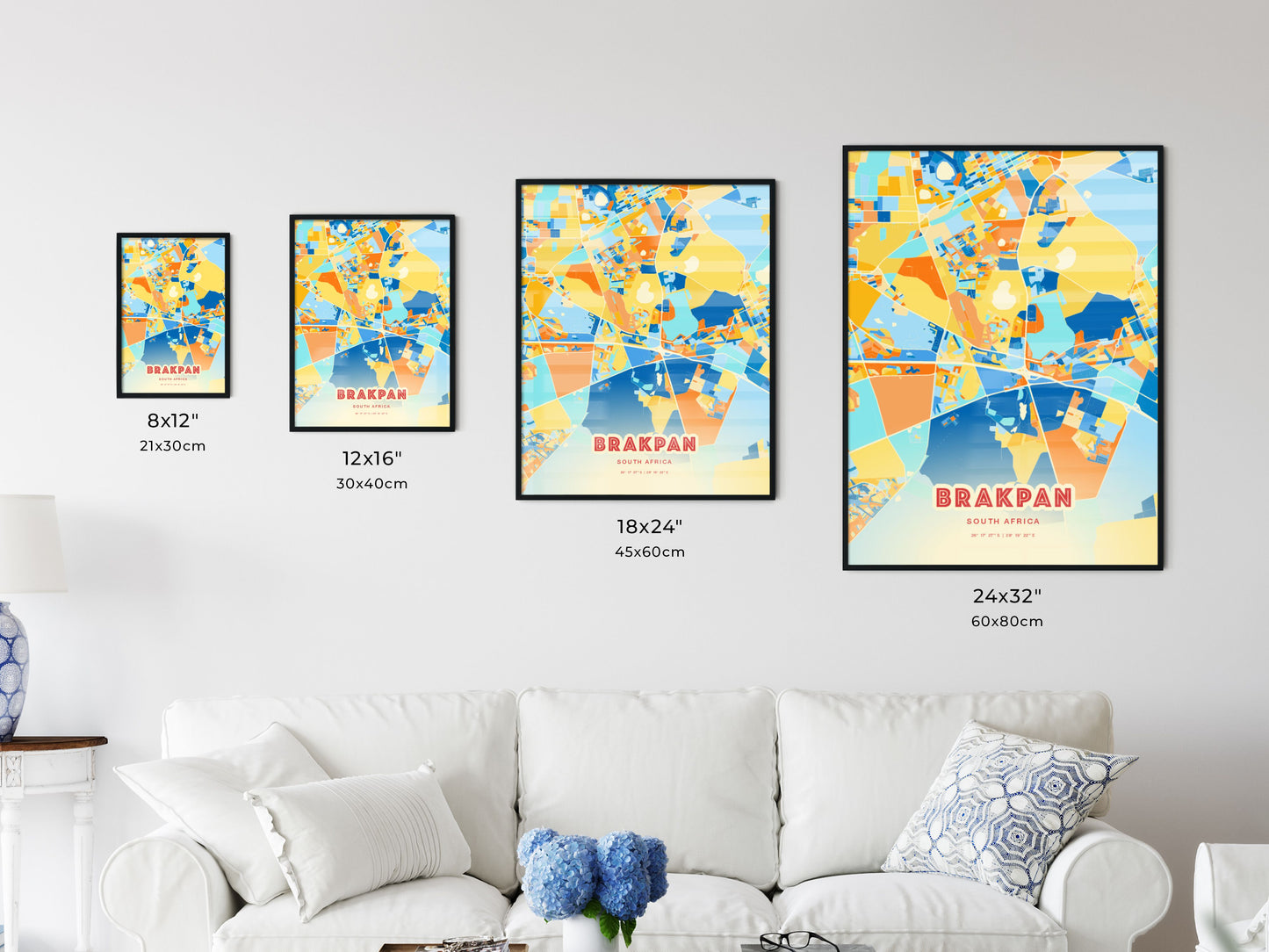 Colorful BRAKPAN SOUTH AFRICA Fine Art Map