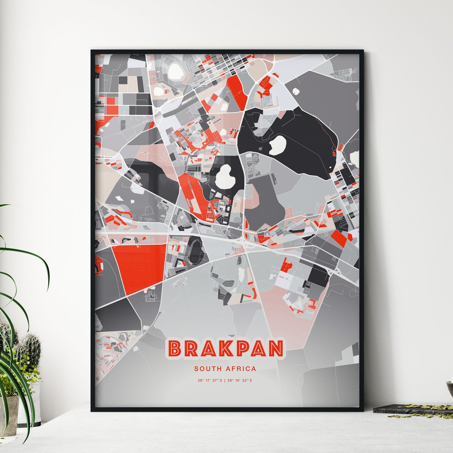 Colorful BRAKPAN SOUTH AFRICA Fine Art Map Modern