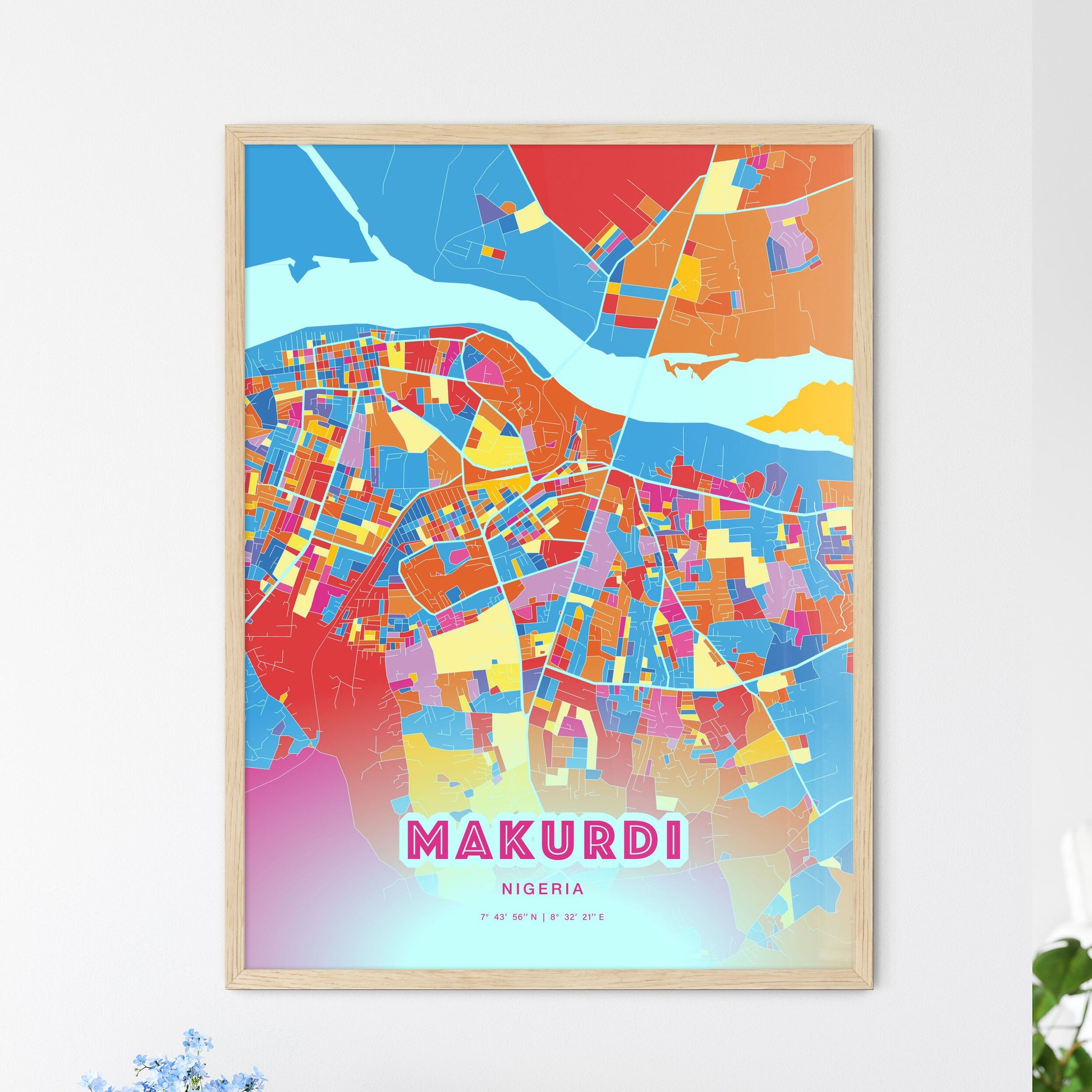 Colorful MAKURDI NIGERIA Fine Art Map Crazy Colors